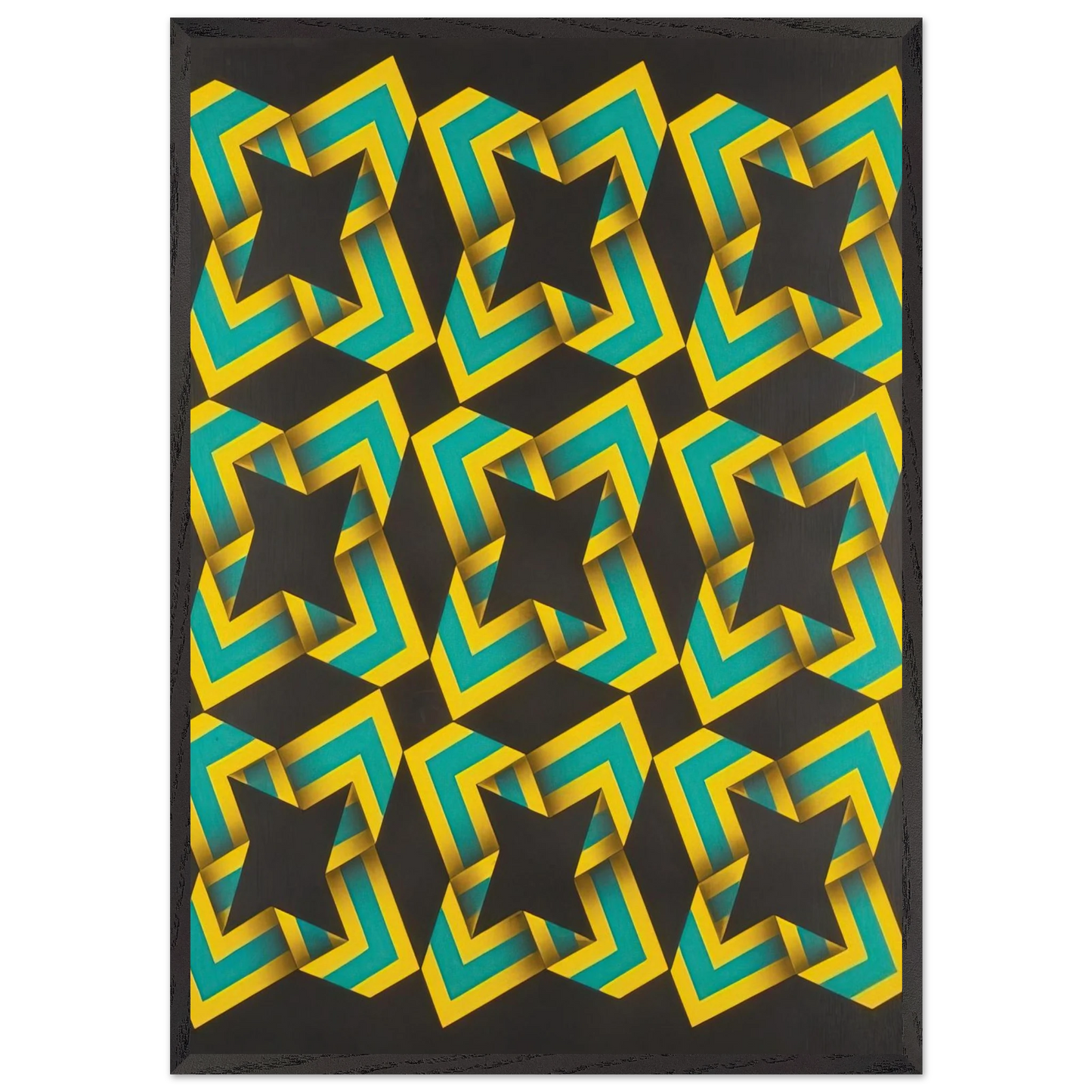 9-Soles - 1967 - Omar Rayo Framed Art Print – Black Wooden Frame - Default Title - -Framed Art Print