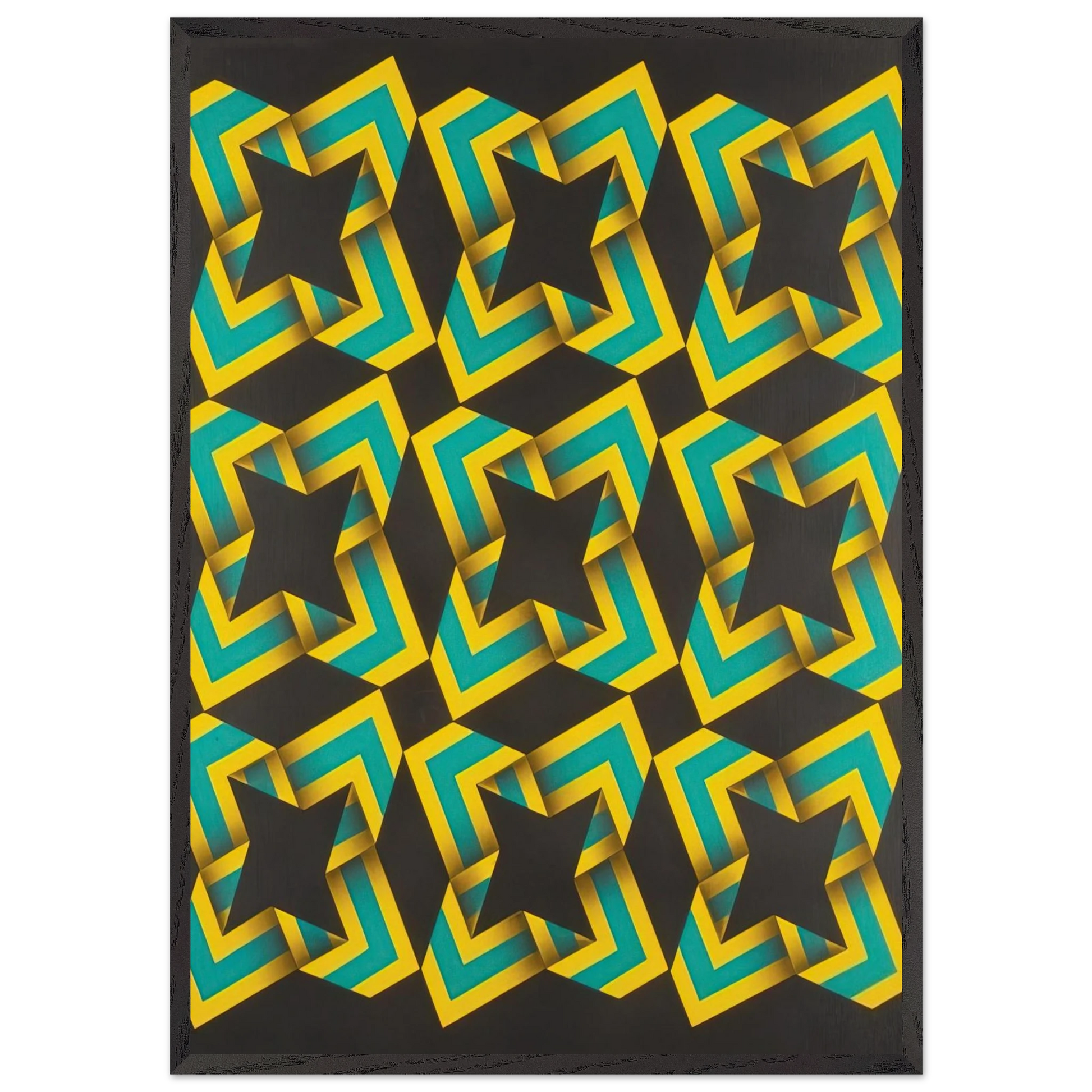 9-Soles - 1967 - Omar Rayo Framed Art Print – Black Wooden Frame - Default Title - -Framed Art Print