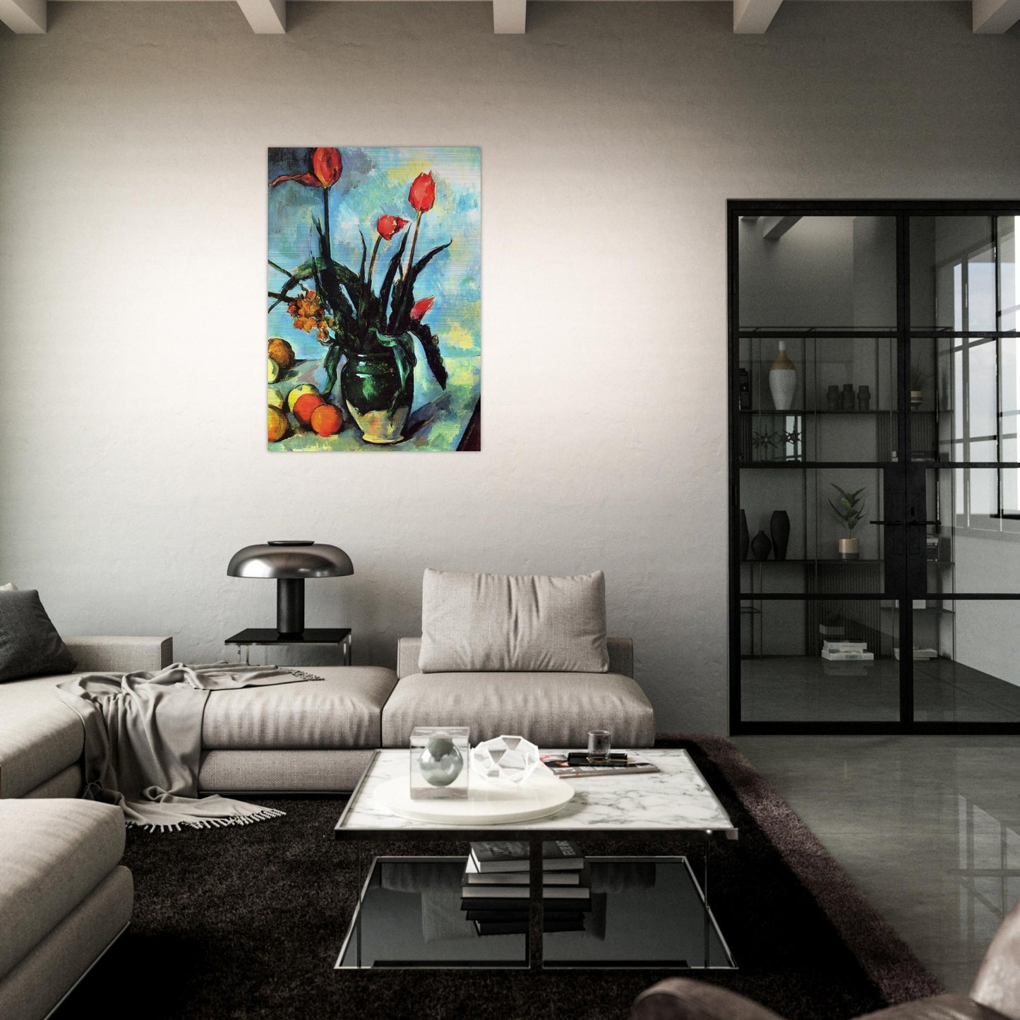 Tulips in a Vase - Paul Cézanne Brushed Aluminum Print - 70x100 cm / 28x40 inches | Paul Cézanne Aluminum Print | Paul Cézanne Prints