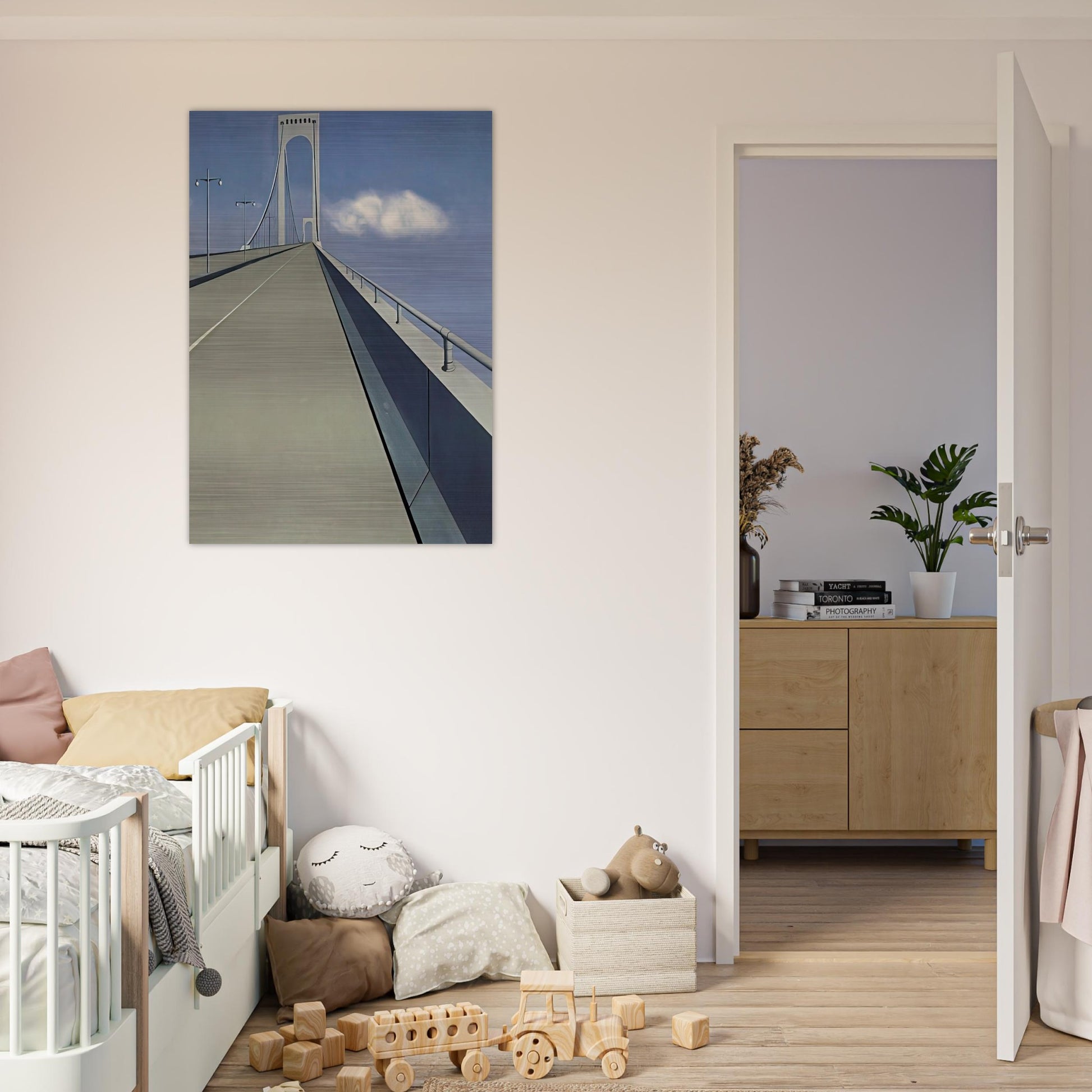 Whitestone Bridge - 1940 - Ralston Crawford Brushed Aluminum Print - 70x100 cm / 28x40 inches | Ralston Crawford Aluminum Print | Ralston Crawford Prints
