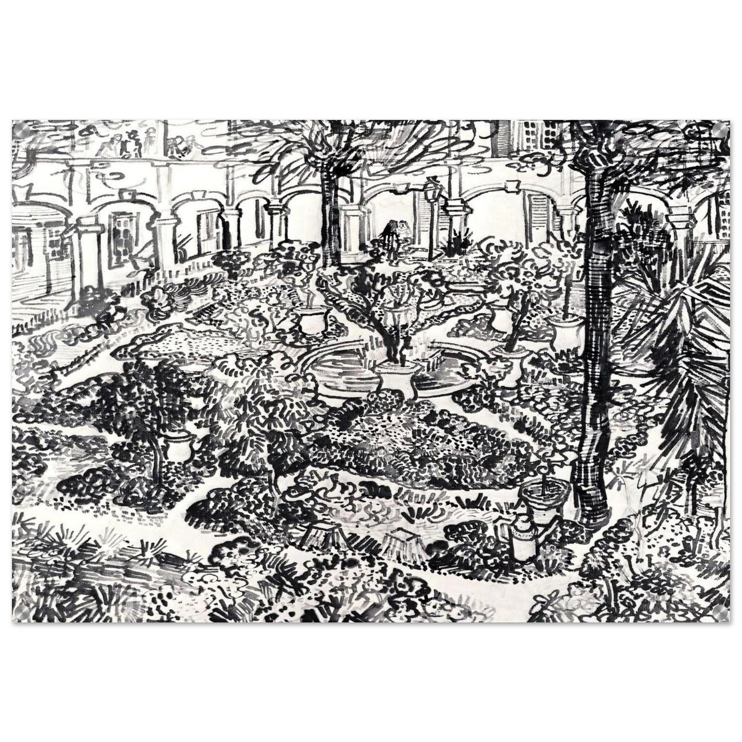 The Courtyard of the Hospital at Arles - Vincent van Gogh Acrylic Print - 70x100 cm / 28x40″ inches | Vincent van Gogh Wall Art | Vincent van Gogh Prints