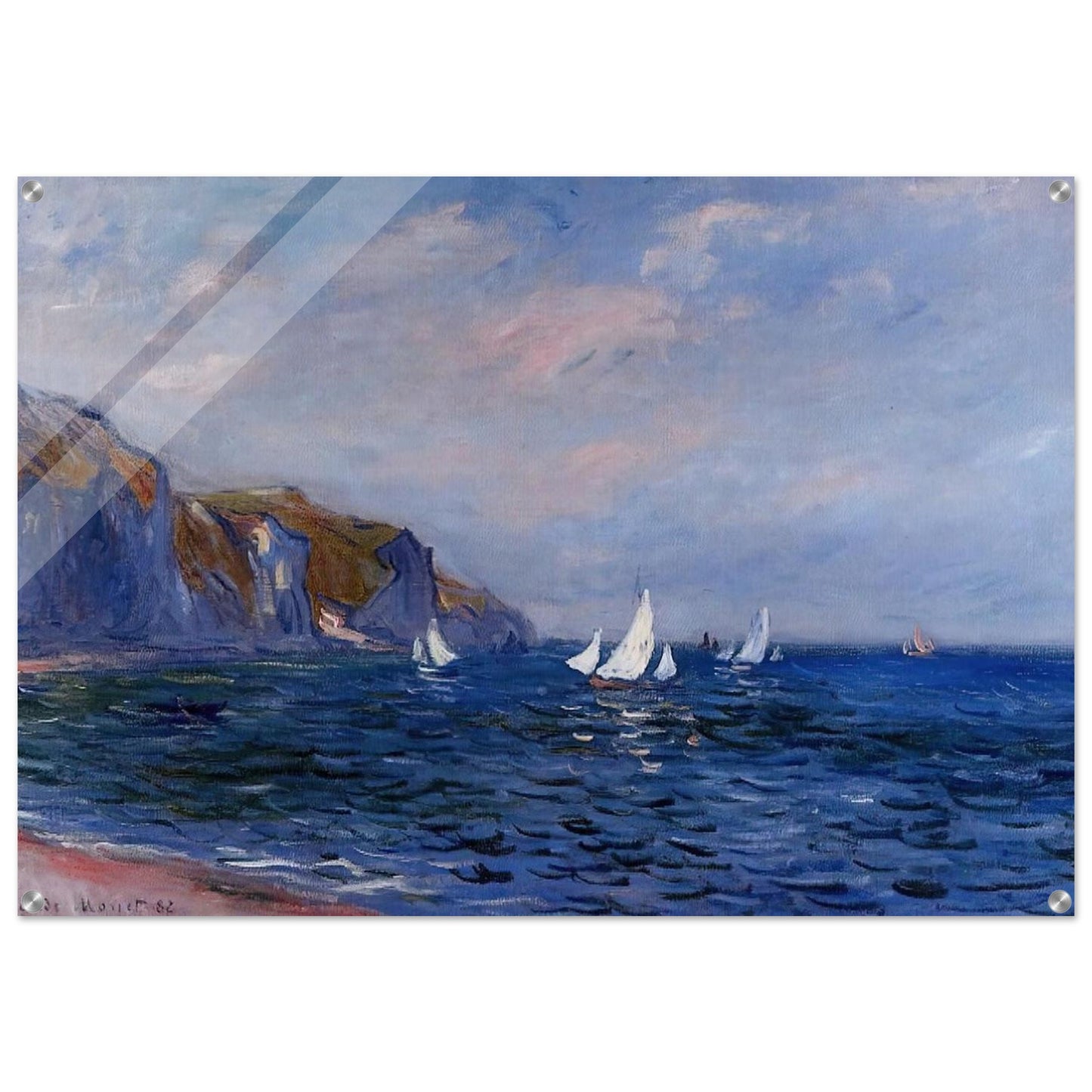 Cliffs and Sailboats at Pourville - claude monet Acrylic Print - 70x100 cm / 28x40″ inches