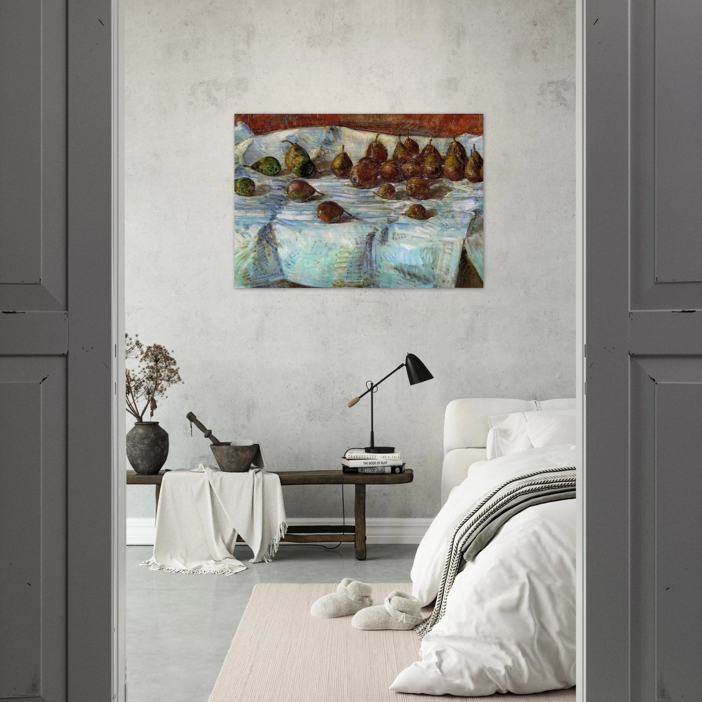 Winter Sickle Pears - Childe Hassam Brushed Aluminum Print - 70x100 cm / 28x40 inches | Childe Hassam Aluminum Print | Childe Hassam Prints