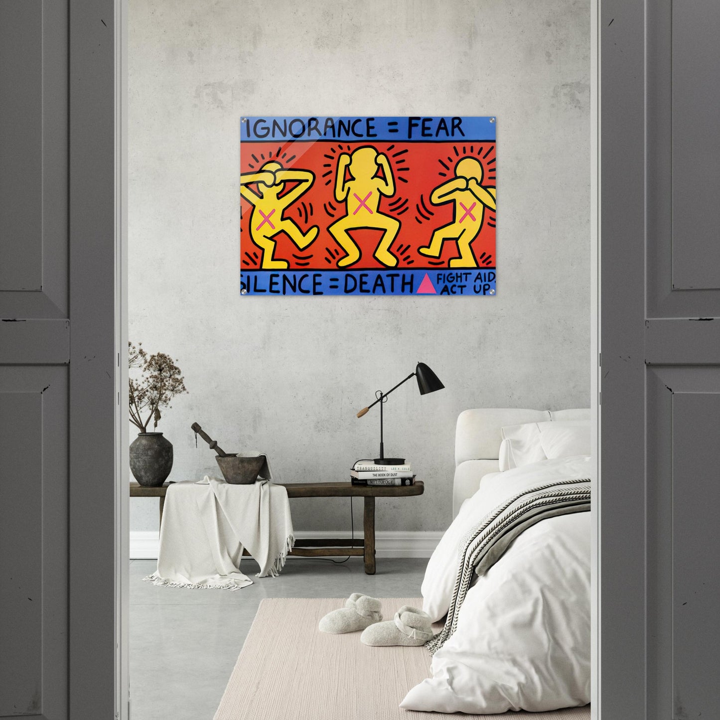 IGNORANCE FEAR 1989 - Keith Haring Acrylic Print - 70x100 cm / 28x40″ inches | Keith Haring Wall Art | Keith Haring Prints