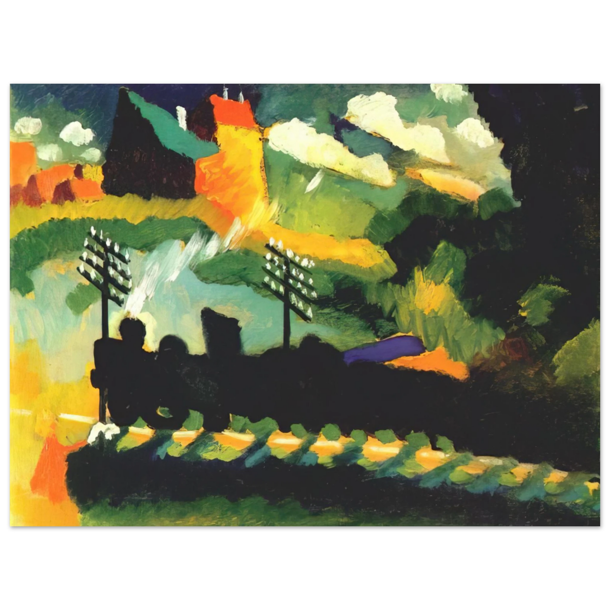 Wassily Kandinsky - MURNAU VIEW WITH RAILWAY AND CASTLE 1909 Fine Art Poster - Default Title