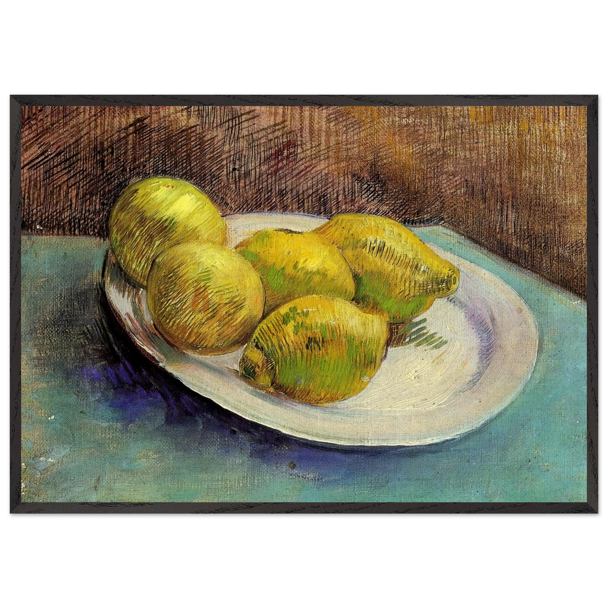 Still Life with Lemons on a Plate - Vincent van Gogh Framed Art Print – Black Wooden Frame - Default Title - -Framed Art Print