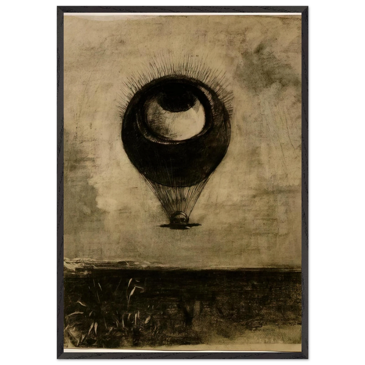 EYE BALLOON 1898 - Odilon Redon 70x100 cm / 28x40 inches Framed Art Print – Black Wooden Frame