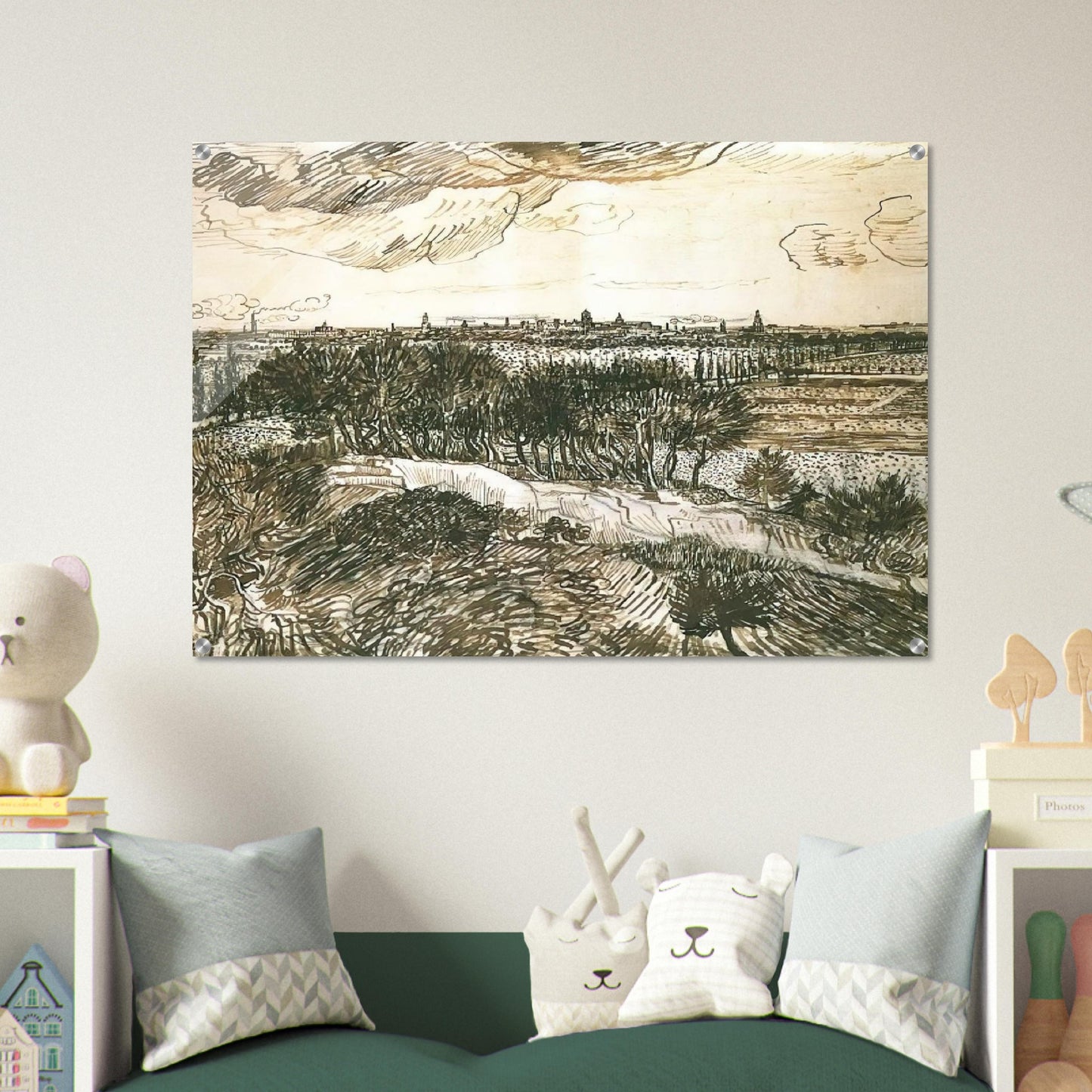 View of Arles from a Hill - Vincent van Gogh Acrylic Print - 70x100 cm / 28x40″ inches | Vincent van Gogh Wall Art | Vincent van Gogh Prints