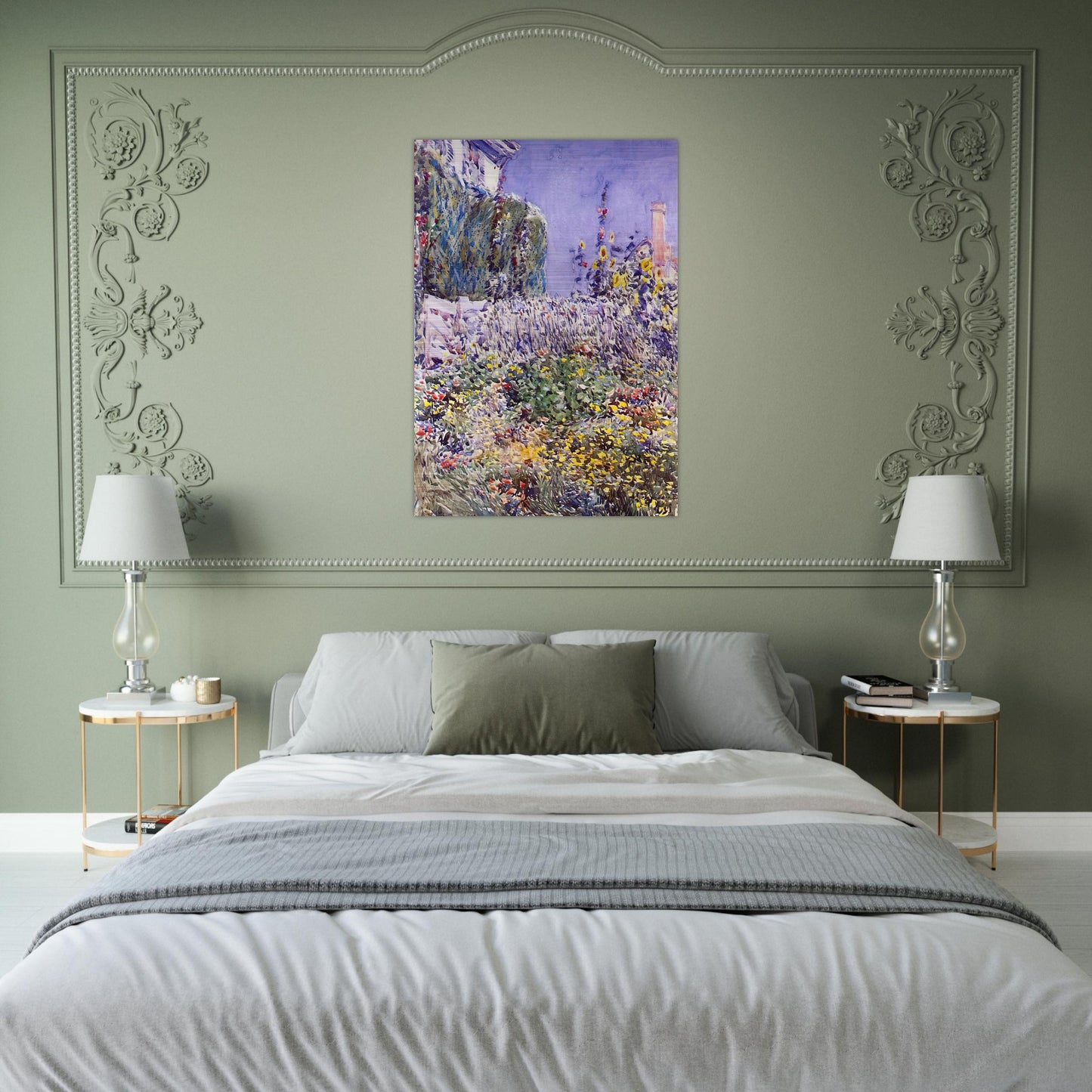 Dexter`s Garden - Childe Hassam Brushed Aluminum Print - 70x100 cm / 28x40 inches | Childe Hassam Aluminum Print | Childe Hassam Prints