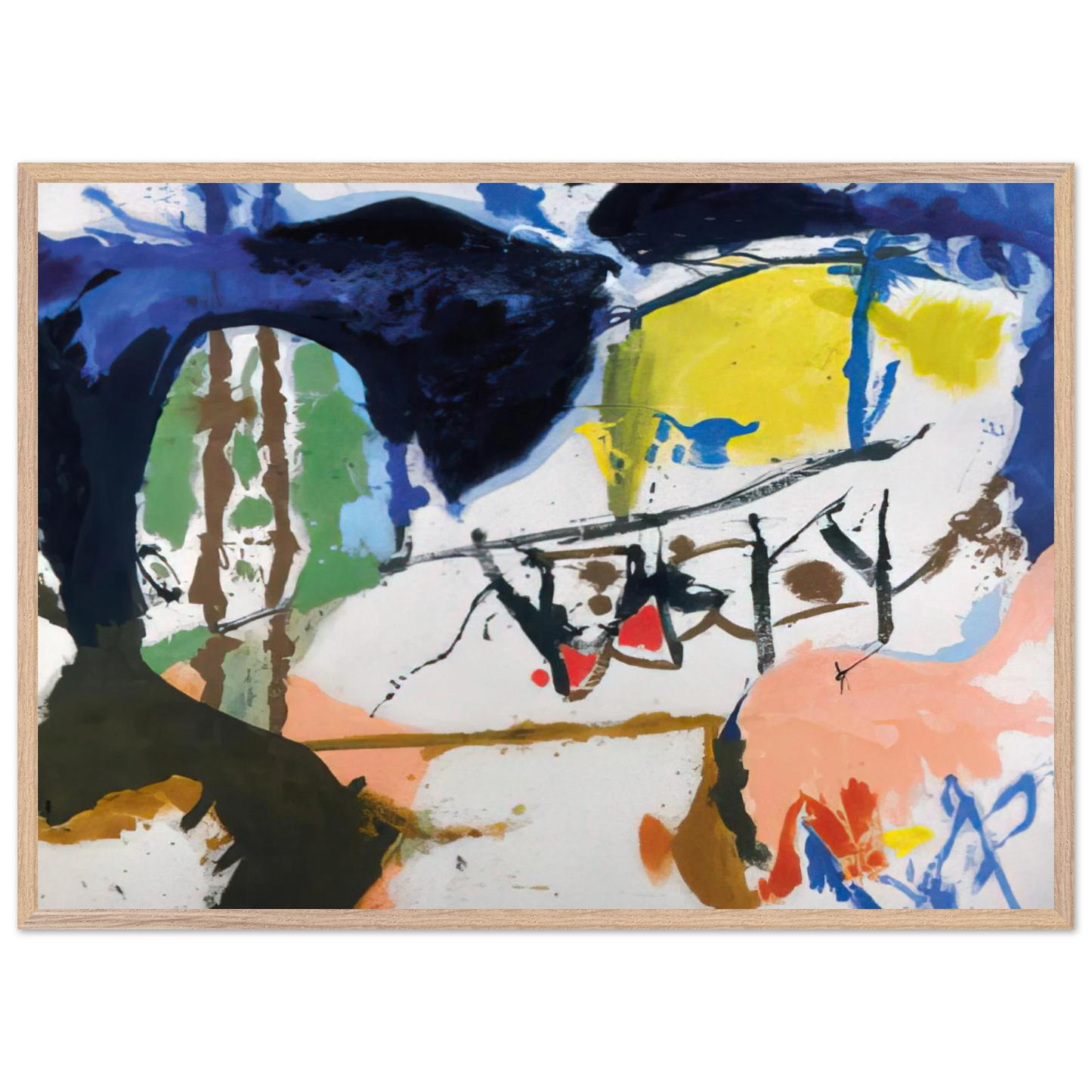 Helen Frankenthaler - Acres - 1959 Wall art - 13x18 cm / 5x7 inches - Premium Wooden Framed Poster With Fine Art Paper - White frame