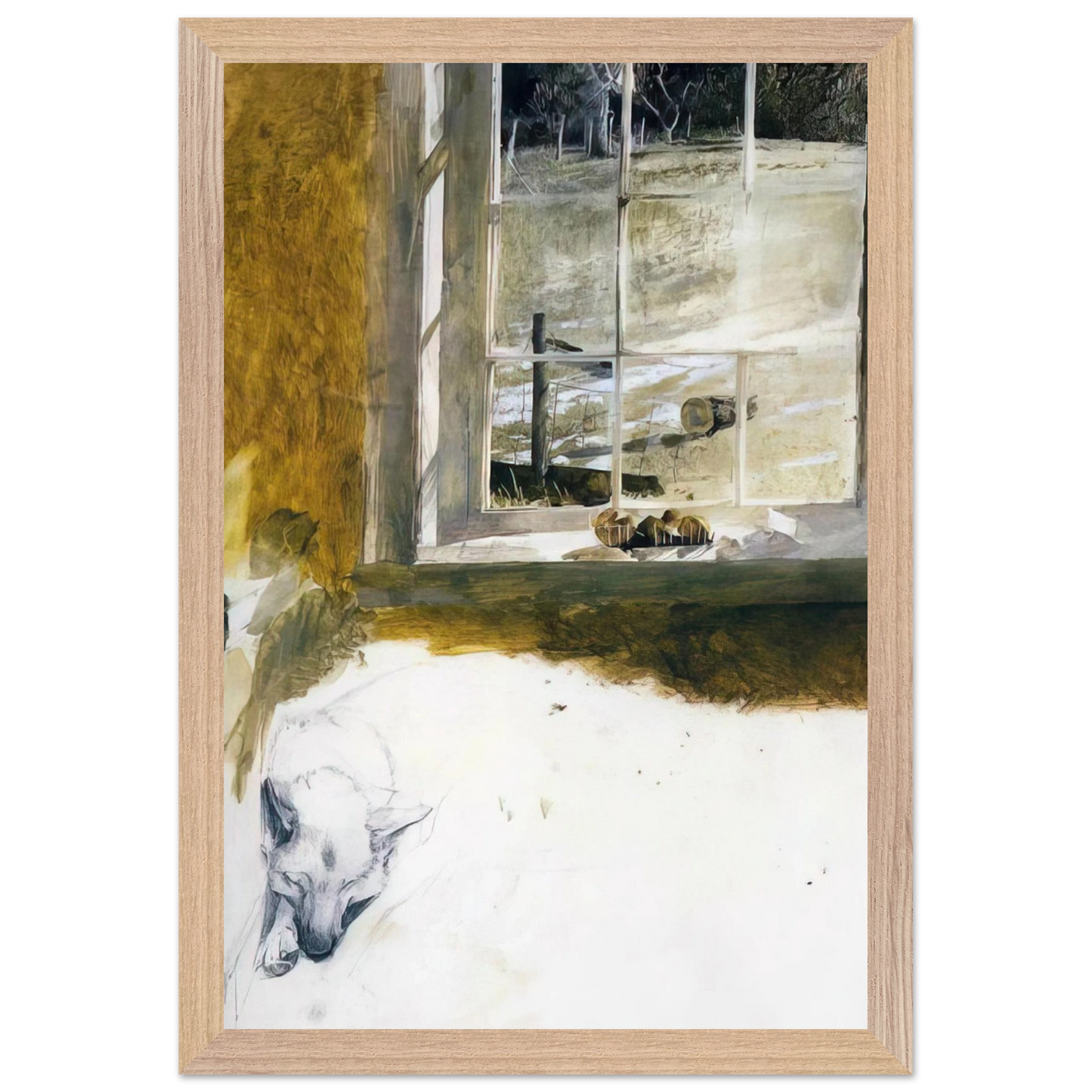 Andrew Wyeth - GROUNDHOG DAY 3 Wall Art - 21x29.7 cm / 8x12" - Premium Wooden Framed Poster With Fine Art Paper - Wood frame