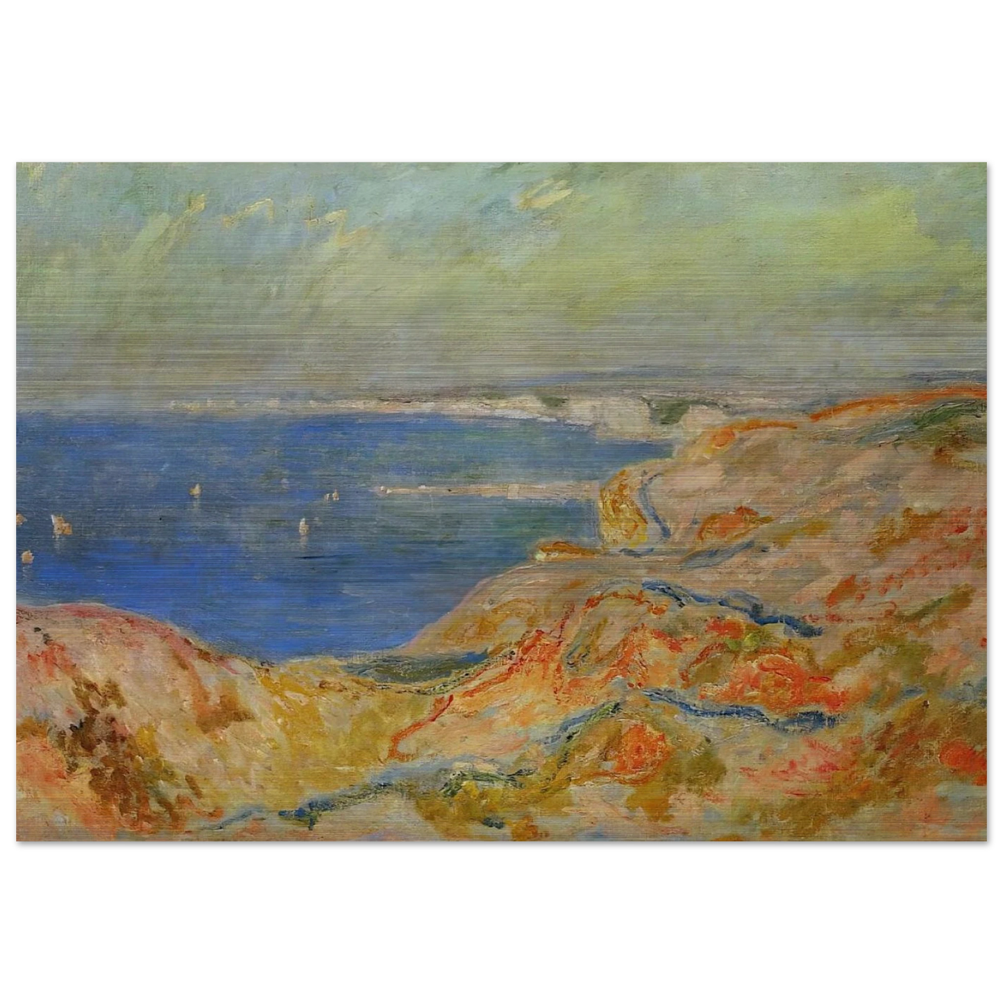On the Cliff near Dieppe - claude monet Brushed Aluminum Print - 70x100 cm / 28x40 inches | claude monet Aluminum Print | claude monet Prints