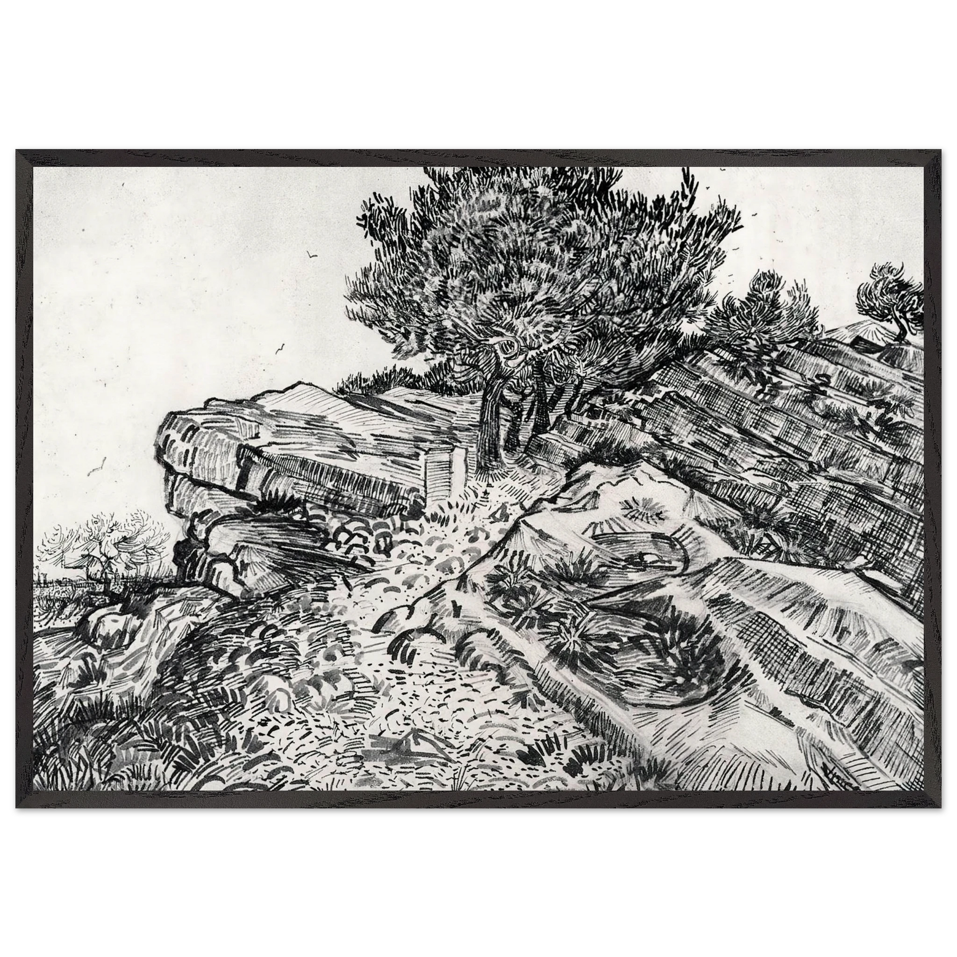 Montmajour - Vincent van Gogh Framed Art Print – Black Wooden Frame - Default Title - -Framed Art Print