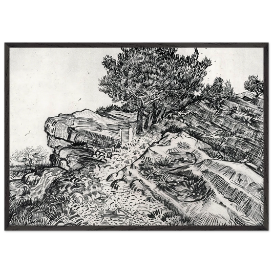 Montmajour - Vincent van Gogh 70x100 cm / 28x40 inches Framed Art Print – Black Wooden Frame