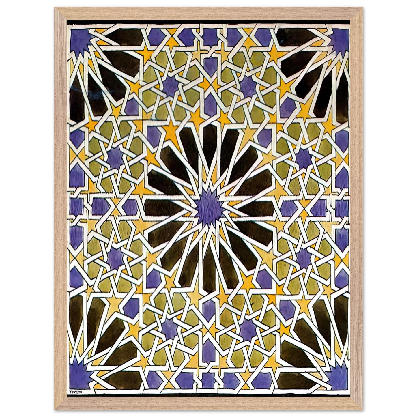 MC Escher - MURAL MOSAIC IN THE ALHAMBRA Wall Art - 60x80 cm / 24x32 inches - Premium Wooden Framed Poster With Fine Art Paper - White frame
