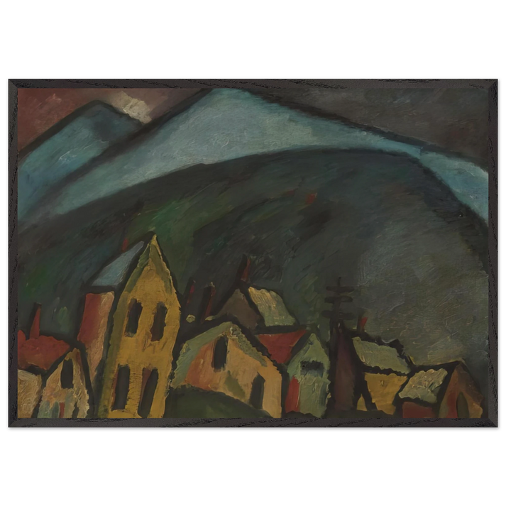 BERGLANDSCHAFT MIT H USERN 1912 - Alexej von Jawlensky 70x100 cm / 28x40 inches Framed Art Print – Black Wooden Frame