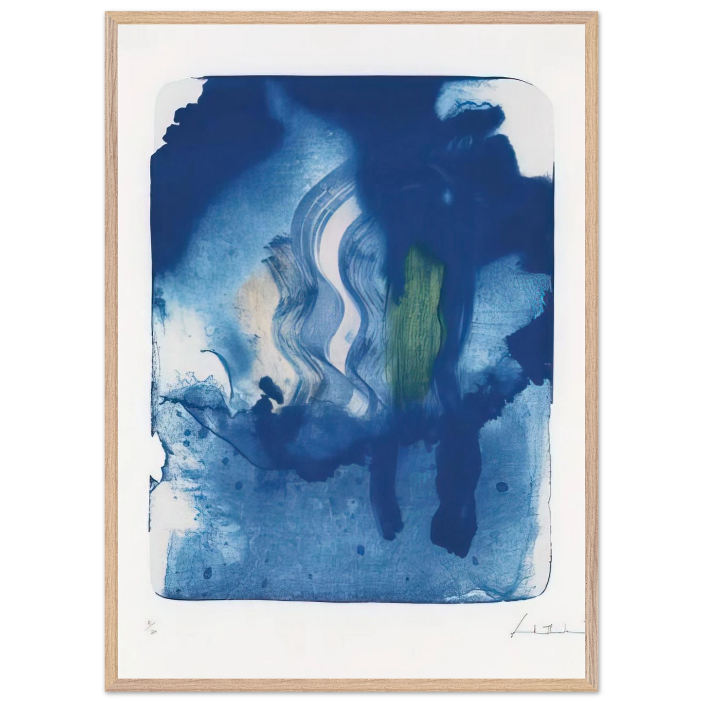 Helen Frankenthaler - Reflections V - 1995 Wall art - 21x29.7 cm / 8x12" - Premium Wooden Framed Poster With Fine Art Paper - Wood frame