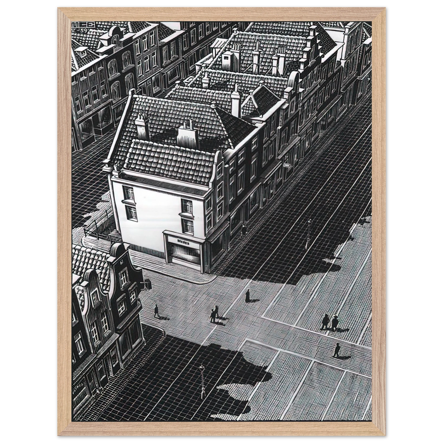 MC Escher - DELFT Wall Art - 30x40 cm / 12x16 inches - Premium Wooden Framed Poster With Fine Art Paper - Wood frame