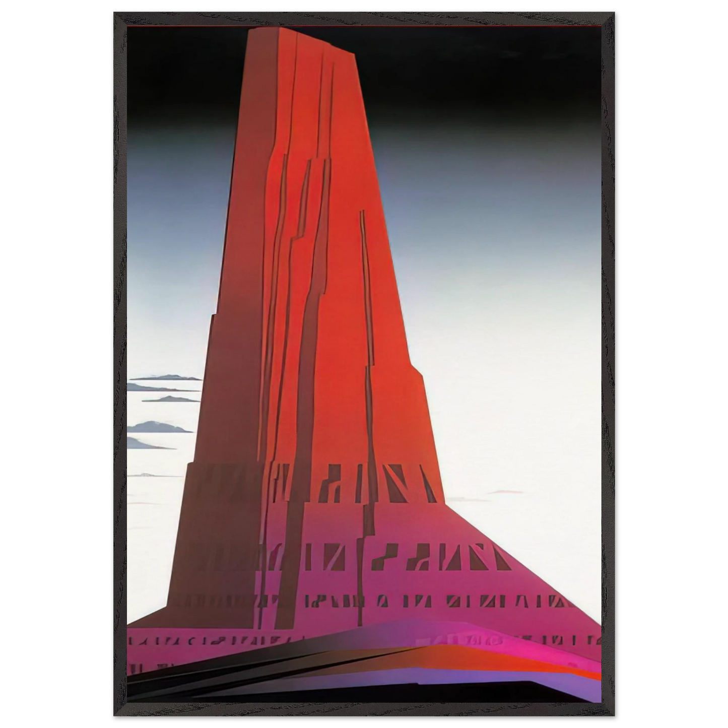 Desert Skyscraper - Eyvind Earle Framed Art Print – Black Wooden Frame - Default Title - -Framed Art Print