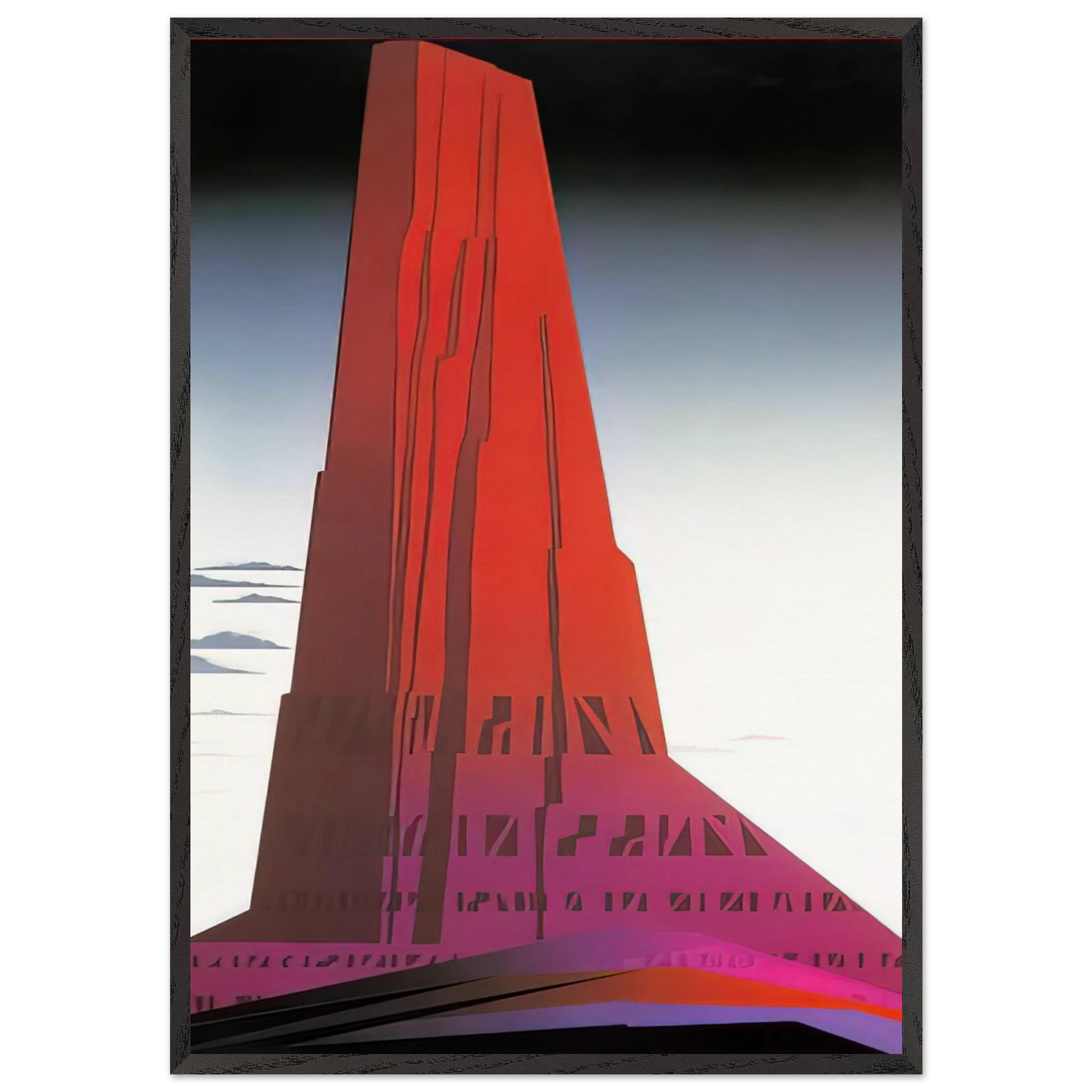 Desert Skyscraper - Eyvind Earle Framed Art Print – Black Wooden Frame - Default Title - -Framed Art Print