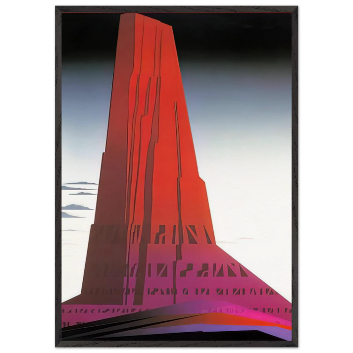 Desert Skyscraper - Eyvind Earle 70x100 cm / 28x40 inches Framed Art Print – Black Wooden Frame