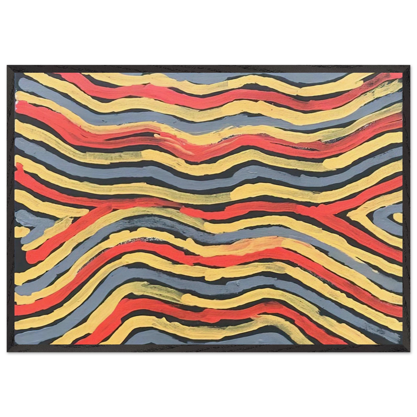 Worm Dreaming - 1997 - Clifford Possum Tjapaltjarri Framed Art Print – Black Wooden Frame - Default Title - -Framed Art Print