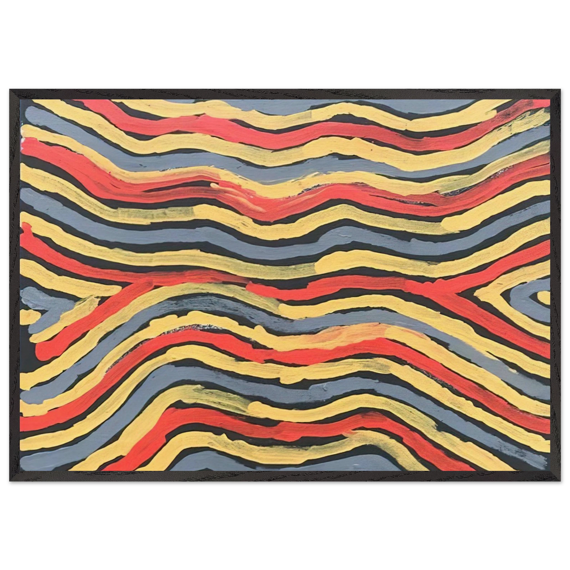 Worm Dreaming - 1997 - Clifford Possum Tjapaltjarri Framed Art Print – Black Wooden Frame - Default Title - -Framed Art Print