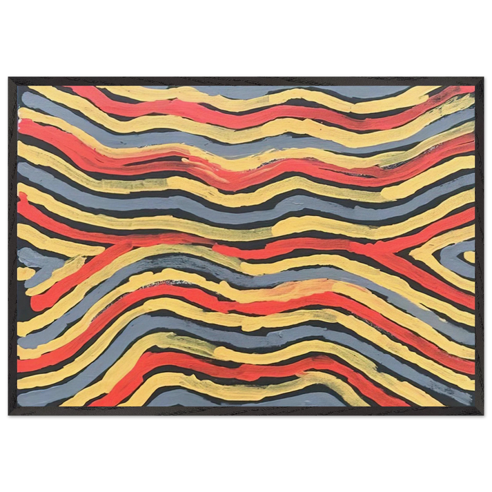 Worm Dreaming - 1997 - Clifford Possum Tjapaltjarri 70x100 cm / 28x40 inches Framed Art Print – Black Wooden Frame