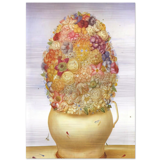 FLOWER POT - Fernando Botero Brushed Aluminum Print - 70x100 cm / 28x40 inches | Fernando Botero Aluminum Print | Fernando Botero Prints