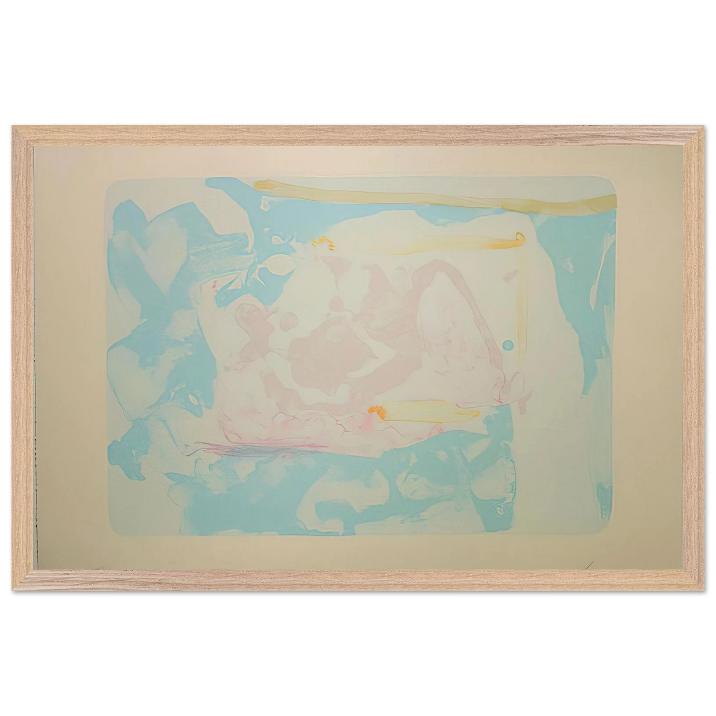 Helen Frankenthaler - Reflections III - 1995 Wall art - 28x43  cm / XL (11x17 inches) - Premium Wooden Framed Poster With Fine Art Paper - White frame