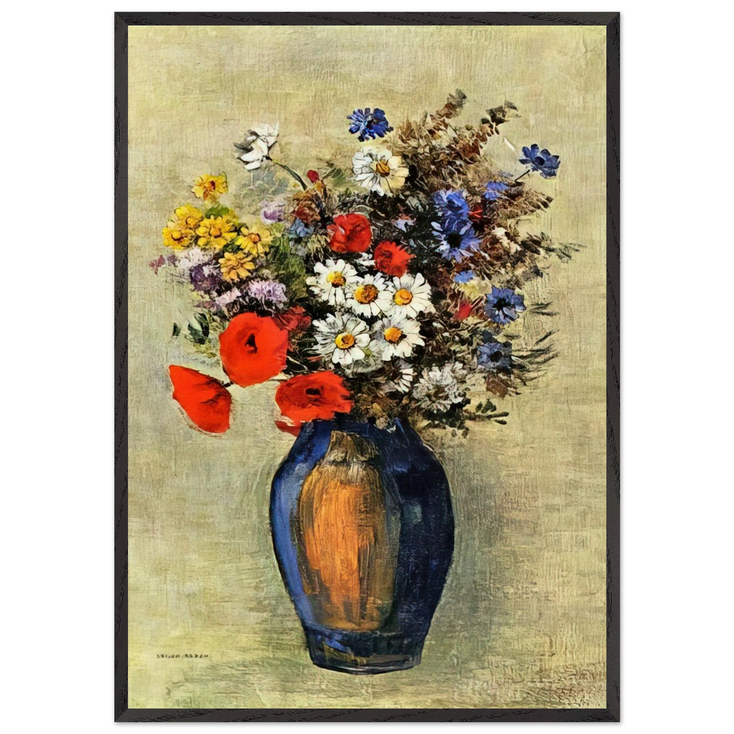 VASE OF FLOWERS 2 - Odilon Redon Framed Art Print – Black Wooden Frame - Default Title - -Framed Art Print