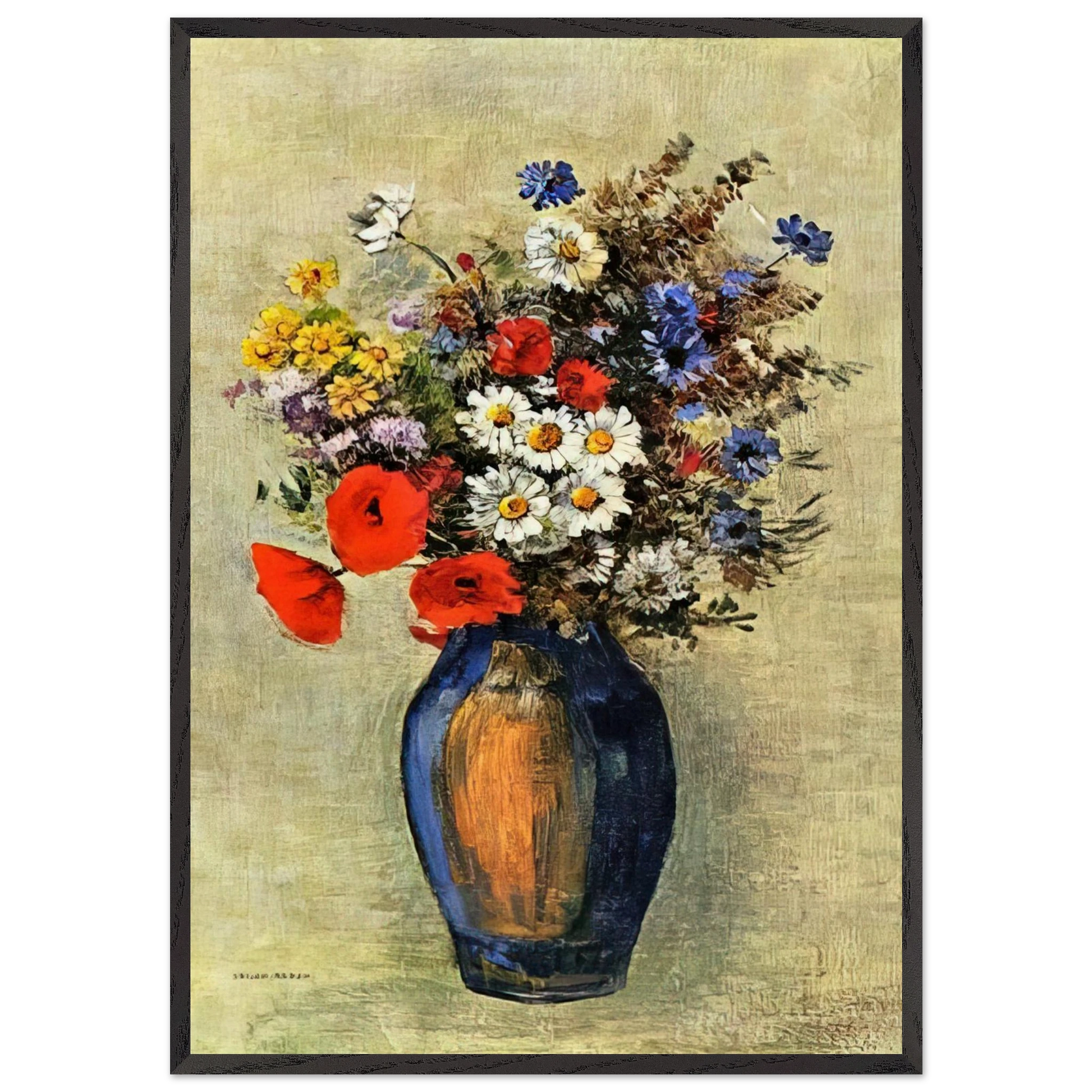 VASE OF FLOWERS 2 - Odilon Redon Framed Art Print – Black Wooden Frame - Default Title - -Framed Art Print