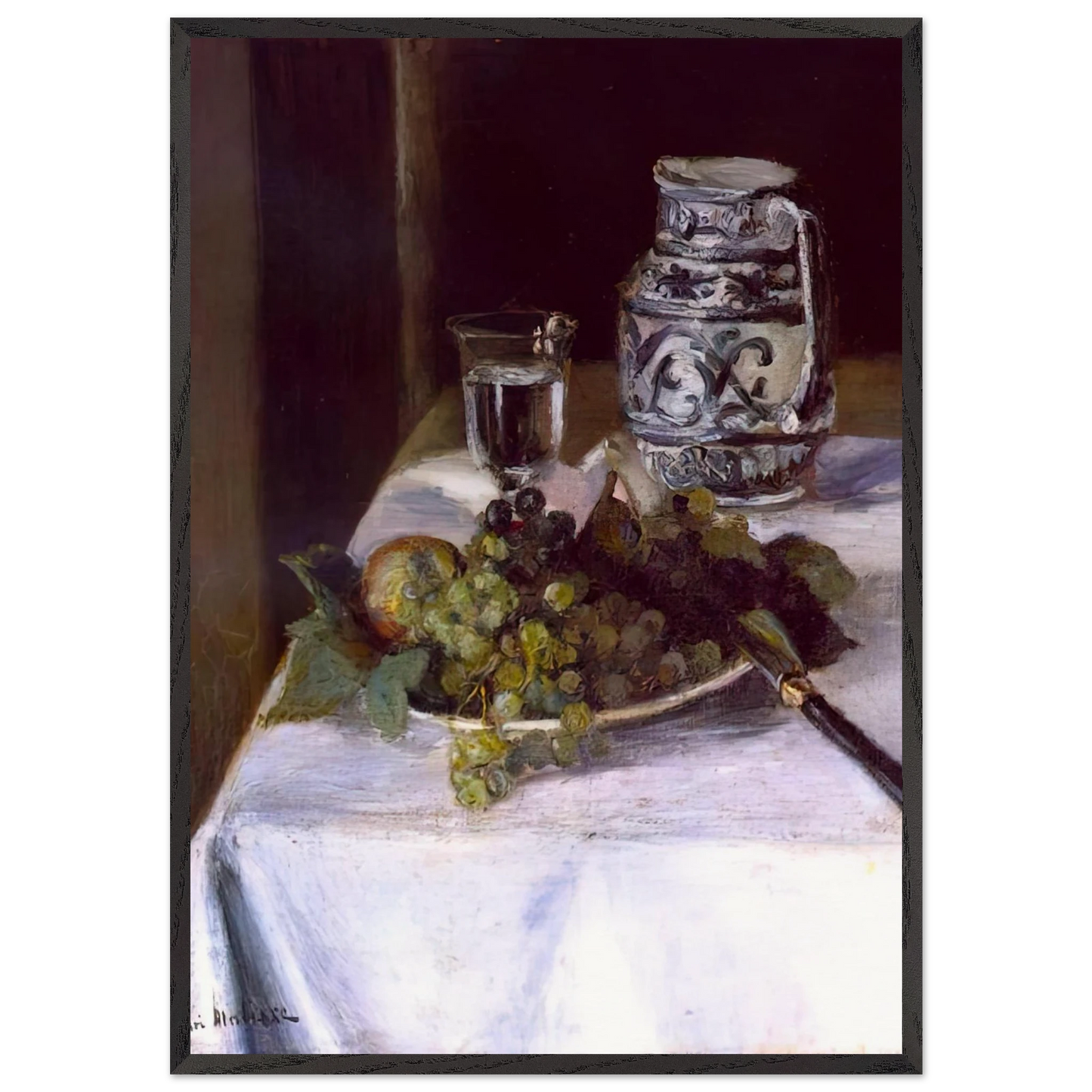 STILL LIFE WITH GRAPES 1896 - Henri Matisse Framed Art Print – Black Wooden Frame - Default Title - -Framed Art Print