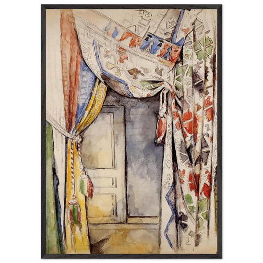 Curtains - Paul Cezanne 70x100 cm / 28x40 inches Framed Art Print – Black Wooden Frame