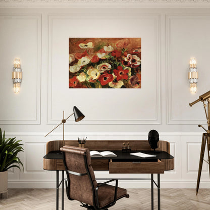 Spray of Anemones - Pierre-Auguste Renoir Brushed Aluminum Print - 70x100 cm / 28x40 inches | Pierre-Auguste Renoir Aluminum Print | Pierre-Auguste Renoir Prints