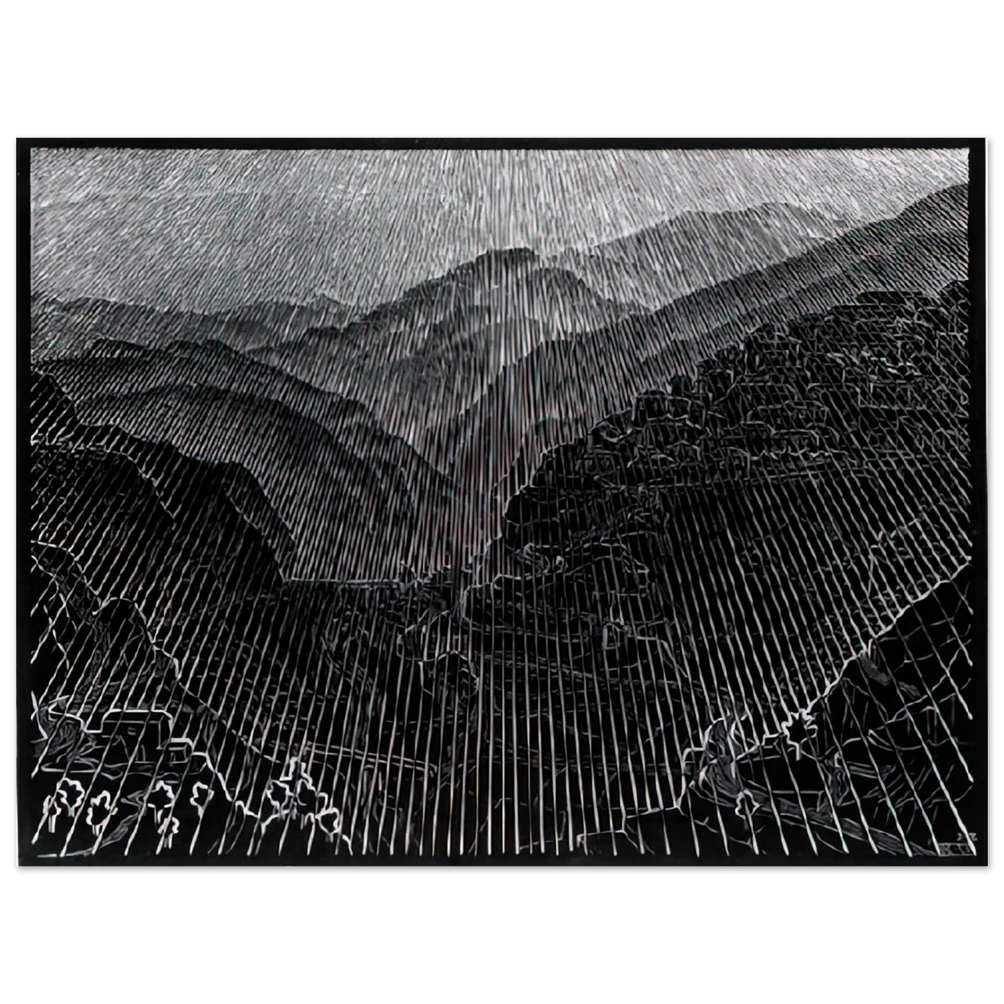 MC Escher - ROSSANO CALABRIA FEBRUARY 1931 1931 Wall Art - 30x40 cm / 12x16 inches - Premium Wooden Framed Poster With Fine Art Paper - Black frame
