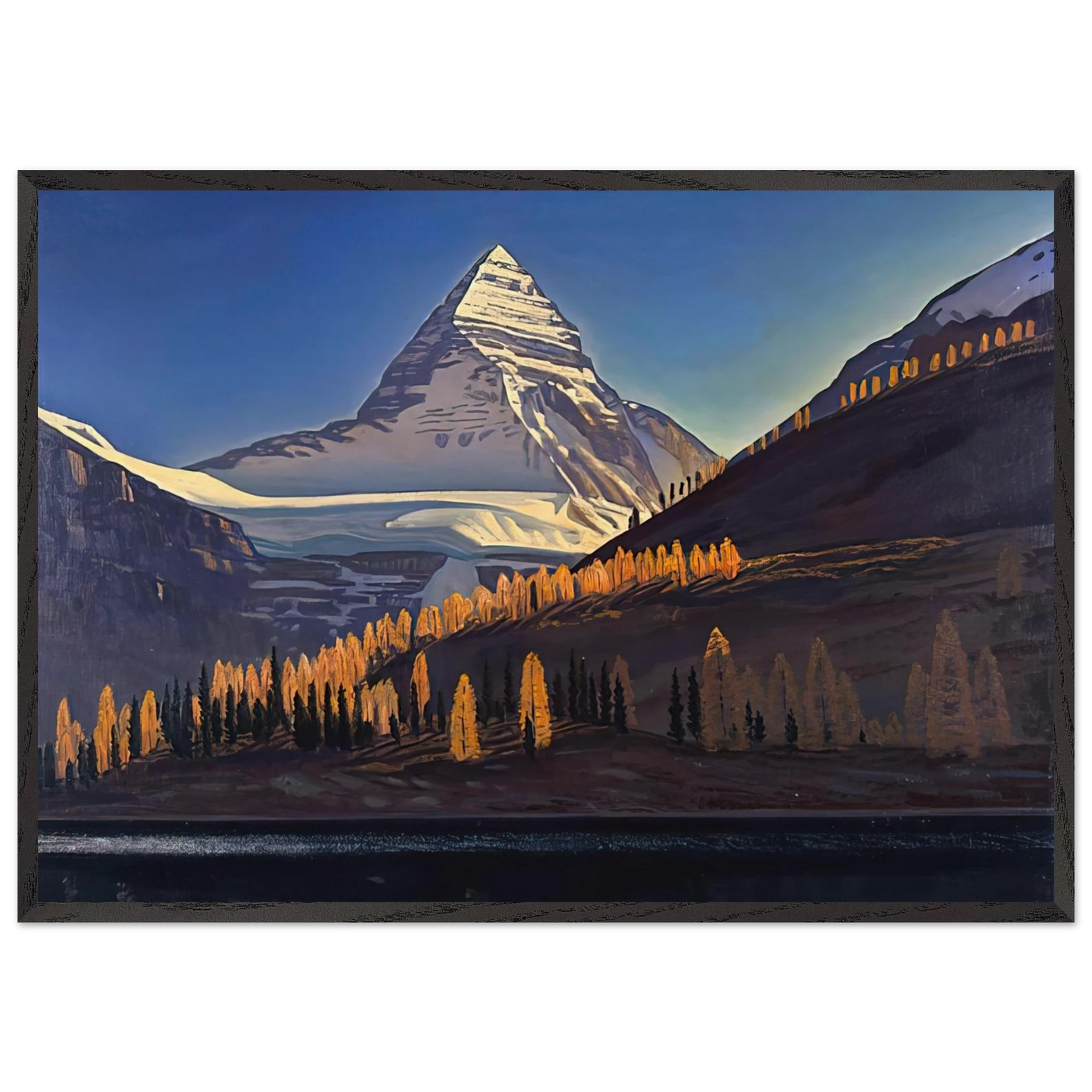 Mount Assiniboine Canadian Rockies - Rockwell Kent Framed Art Print – Black Wooden Frame - Default Title - -Framed Art Print