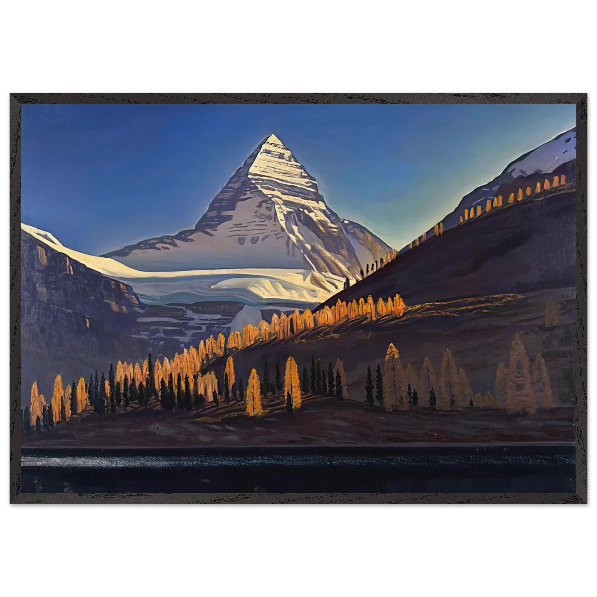 Mount Assiniboine Canadian Rockies - Rockwell Kent Framed Art Print – Black Wooden Frame - Default Title - -Framed Art Print