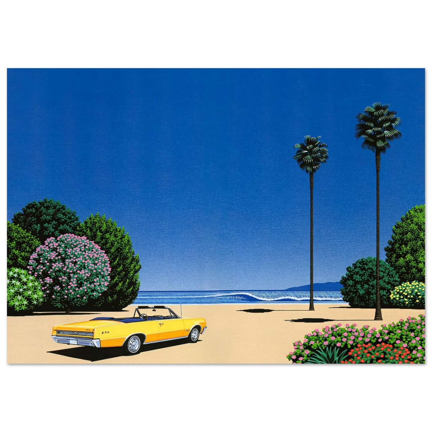 Hiroshi Nagai - Sweet Breeze Alt Coastline at Loverâ€™s Point Wall Art - 60x80 cm / 24x32 inches - Premium Wooden Framed Poster With Fine Art Paper - Black frame