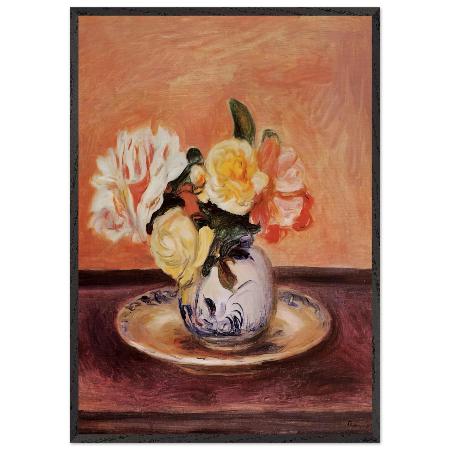 VASE OF FLOWERS N5 - Pierre-Auguste Renoir Framed Art Print – Black Wooden Frame - Default Title - -Framed Art Print