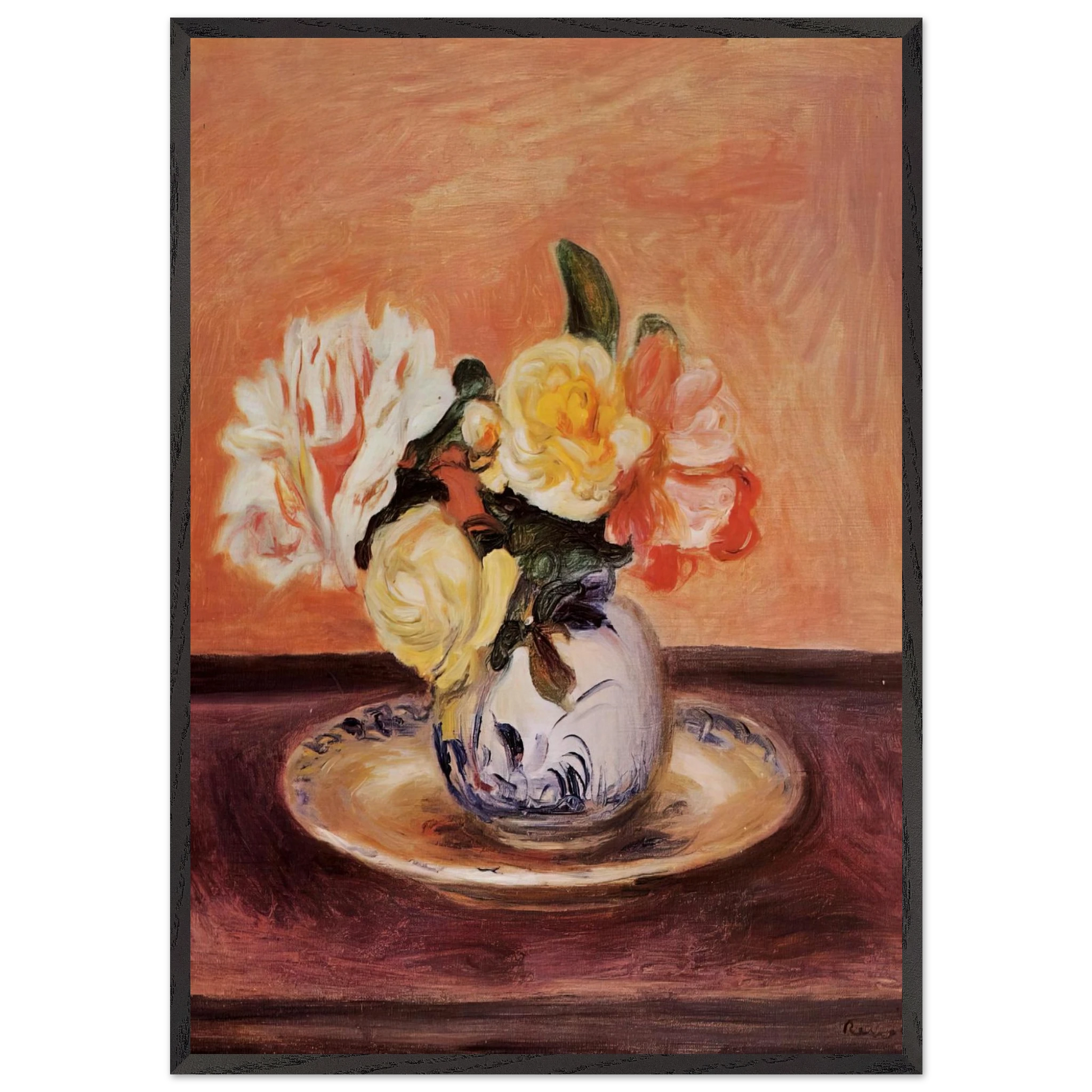 VASE OF FLOWERS N5 - Pierre-Auguste Renoir Framed Art Print – Black Wooden Frame - Default Title - -Framed Art Print