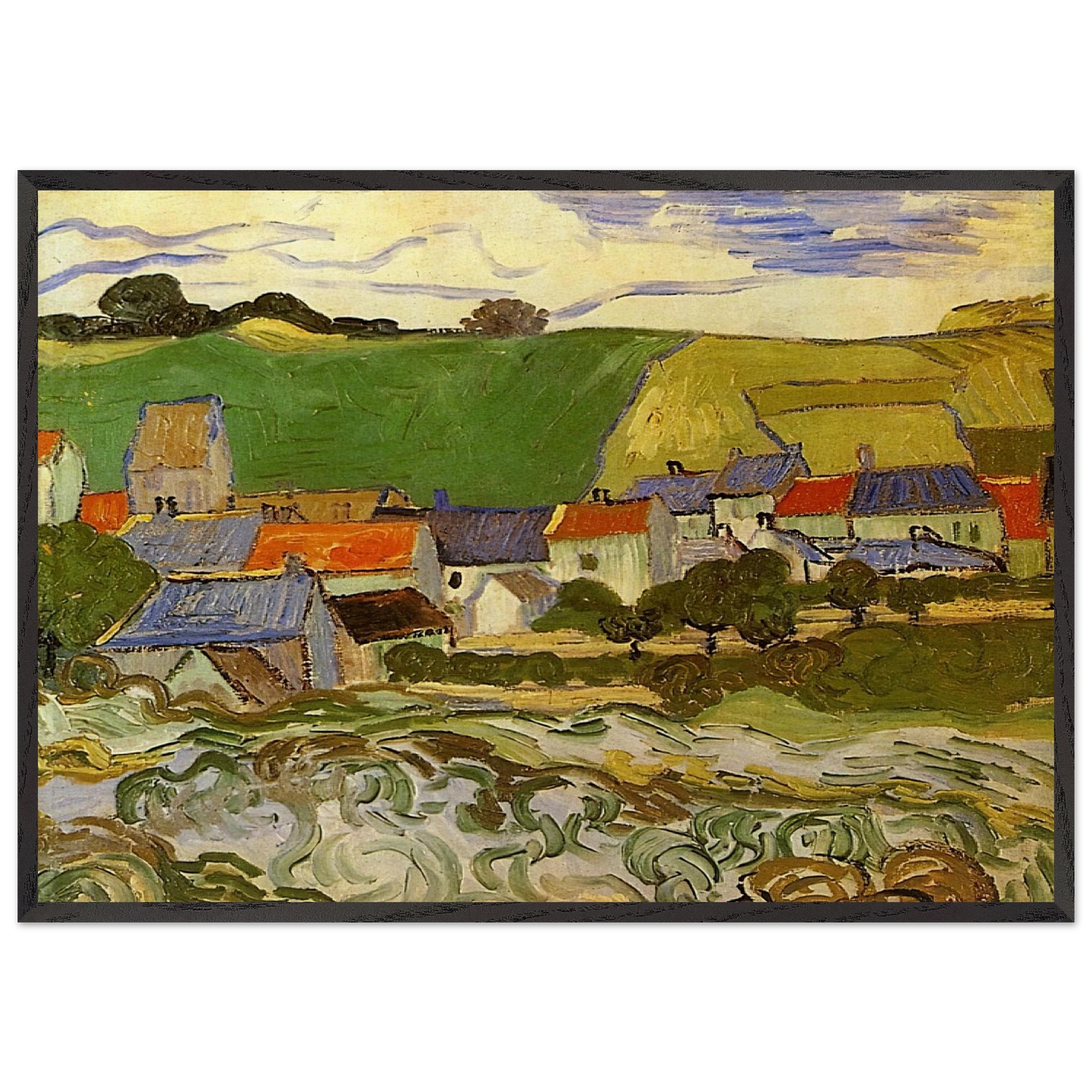 View of Auvers N2 - Vincent van Gogh Framed Art Print – Black Wooden Frame - Default Title - -Framed Art Print