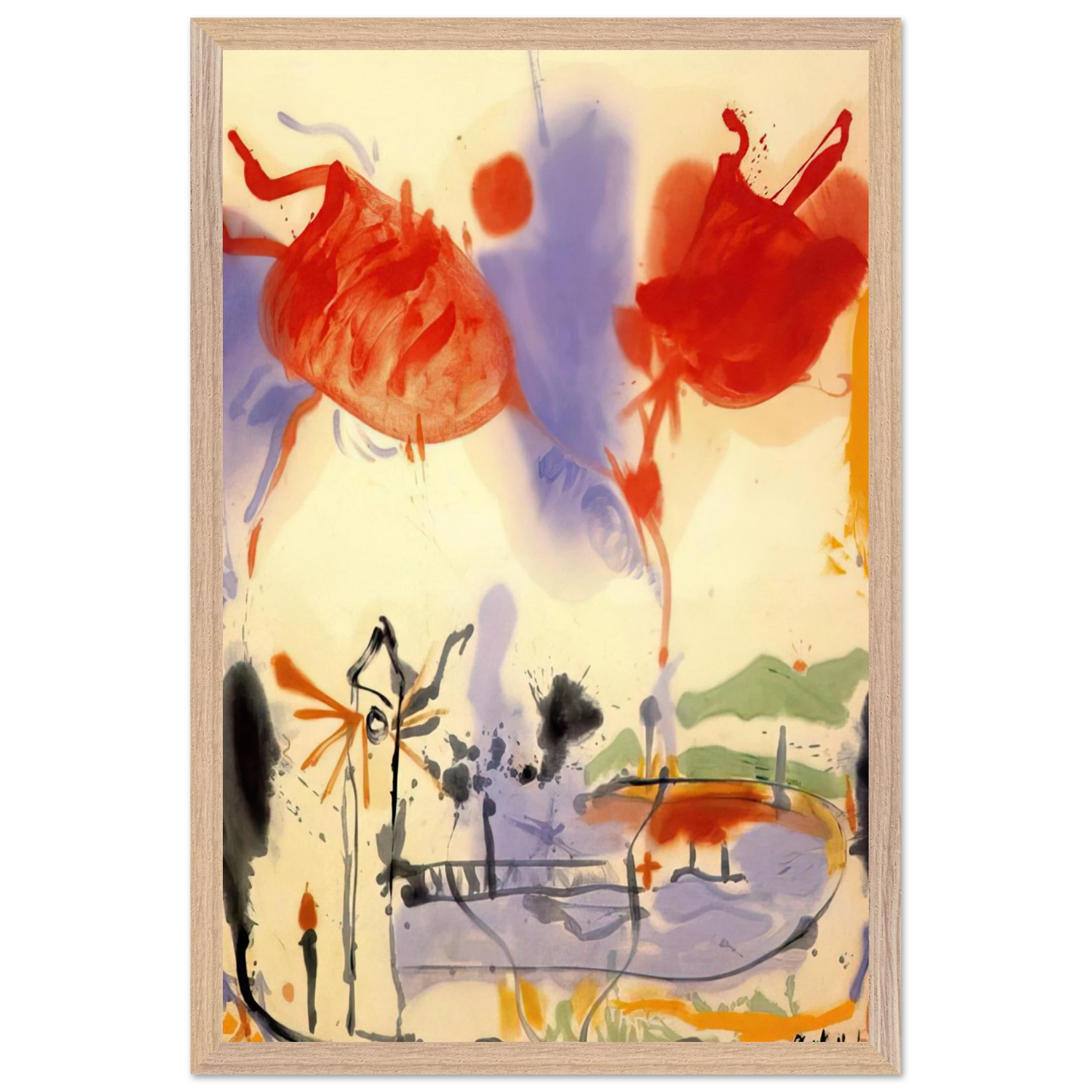 Helen Frankenthaler - Round Trip - 1957 Wall art - 60x80 cm / 24x32 inches - Premium Wooden Framed Poster With Fine Art Paper - White frame