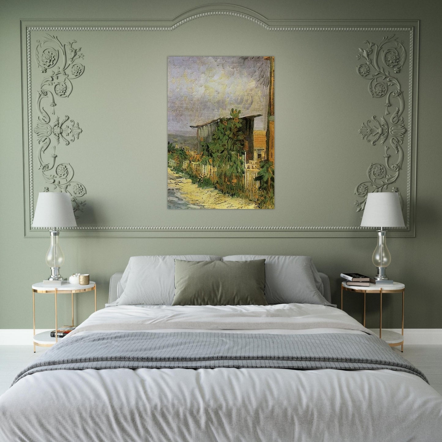 Montmartre Path with Sunflowers - Vincent van Gogh Brushed Aluminum Print - 70x100 cm / 28x40 inches | Vincent van Gogh Aluminum Print | Vincent van Gogh Prints