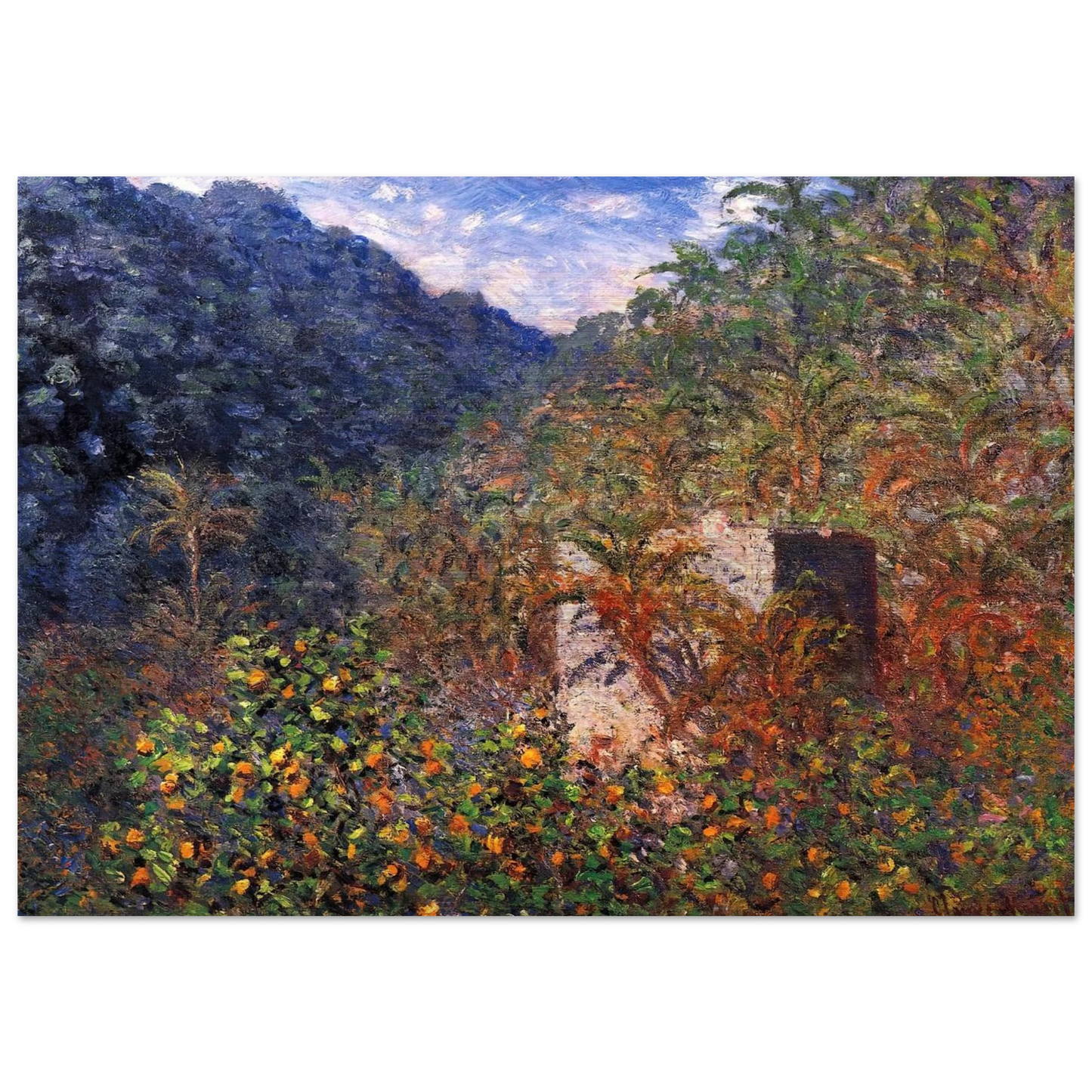 The Valley of Sasso, Blue Effect - claude monet Brushed Aluminum Print - 70x100 cm / 28x40 inches | claude monet Aluminum Print | claude monet Prints