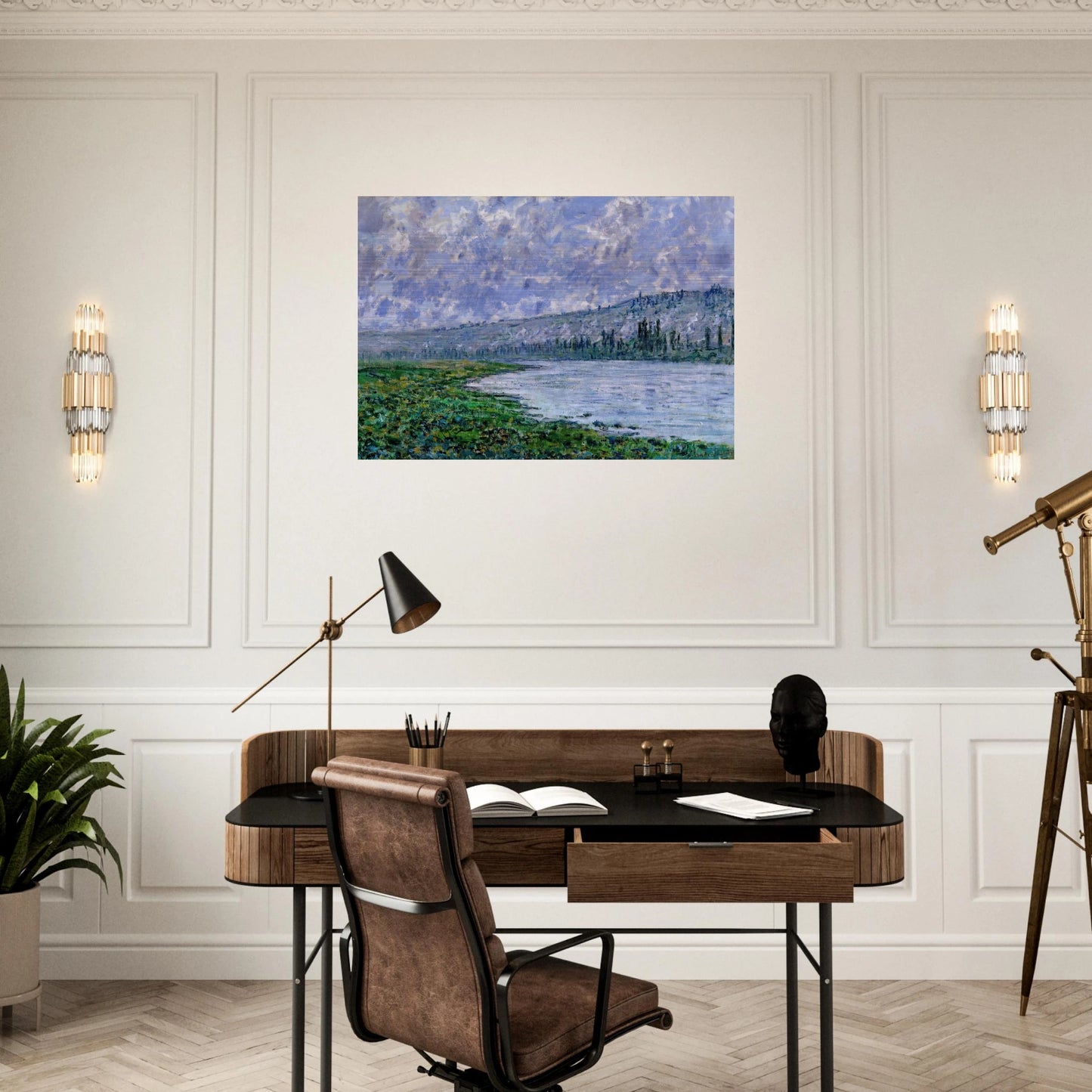 The Seine and the Chaantemesle - claude monet Brushed Aluminum Print - 70x100 cm / 28x40 inches | claude monet Aluminum Print | claude monet Prints