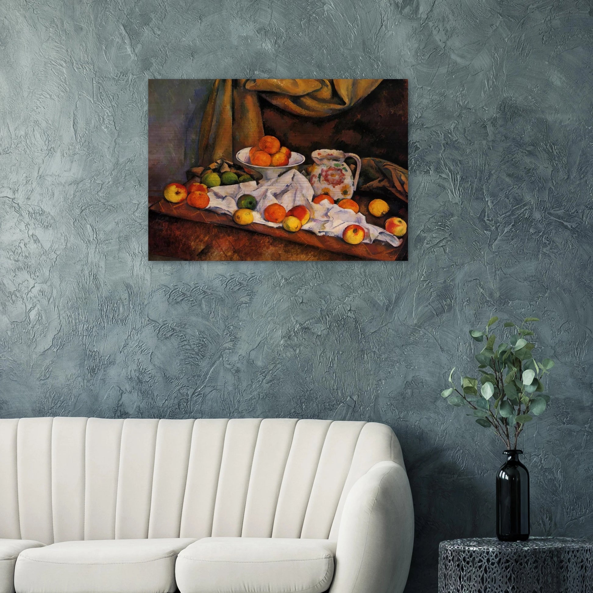 Fruit Bowl, Pitcher and Fruit - Paul Cézanne Brushed Aluminum Print - 70x100 cm / 28x40 inches | Paul Cézanne Aluminum Print | Paul Cézanne Prints