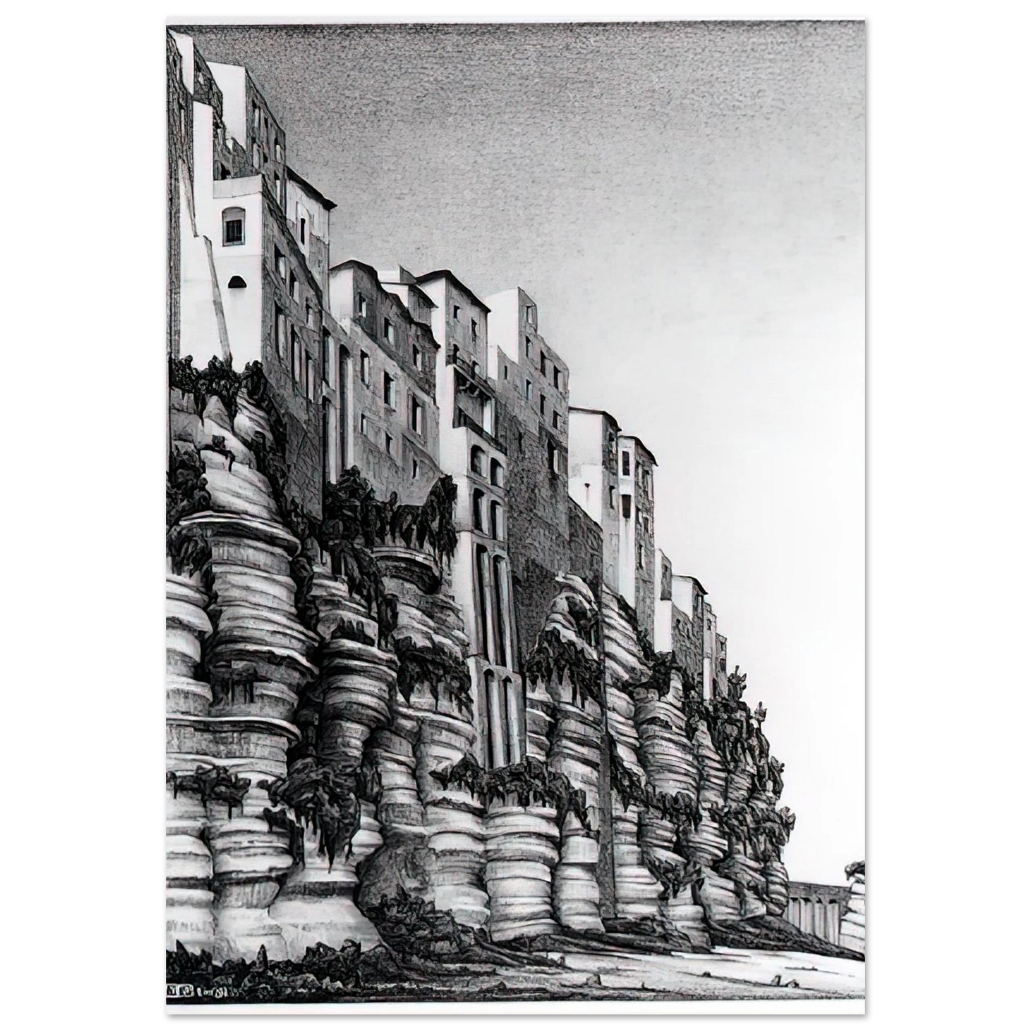 MC Escher - TROPEA CALABRIA Wall art - 13x18 cm / 5x7 inches - Fine Art Poster-canvas - -