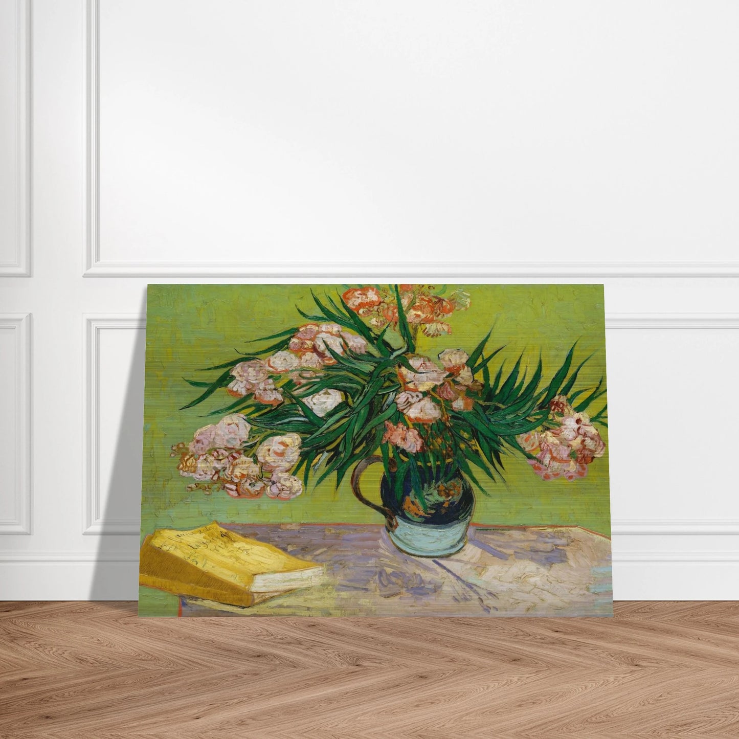 Oleanders and Books - Vincent van Gogh Brushed Aluminum Print - 70x100 cm / 28x40 inches | Vincent van Gogh Aluminum Print | Vincent van Gogh Prints