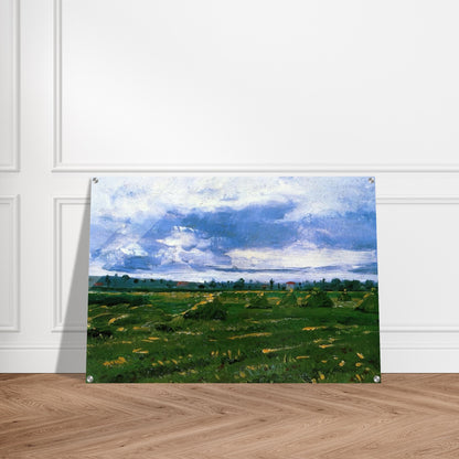 Wheat Fields with Stacks - Vincent van Gogh Acrylic Print - 70x100 cm / 28x40″ inches